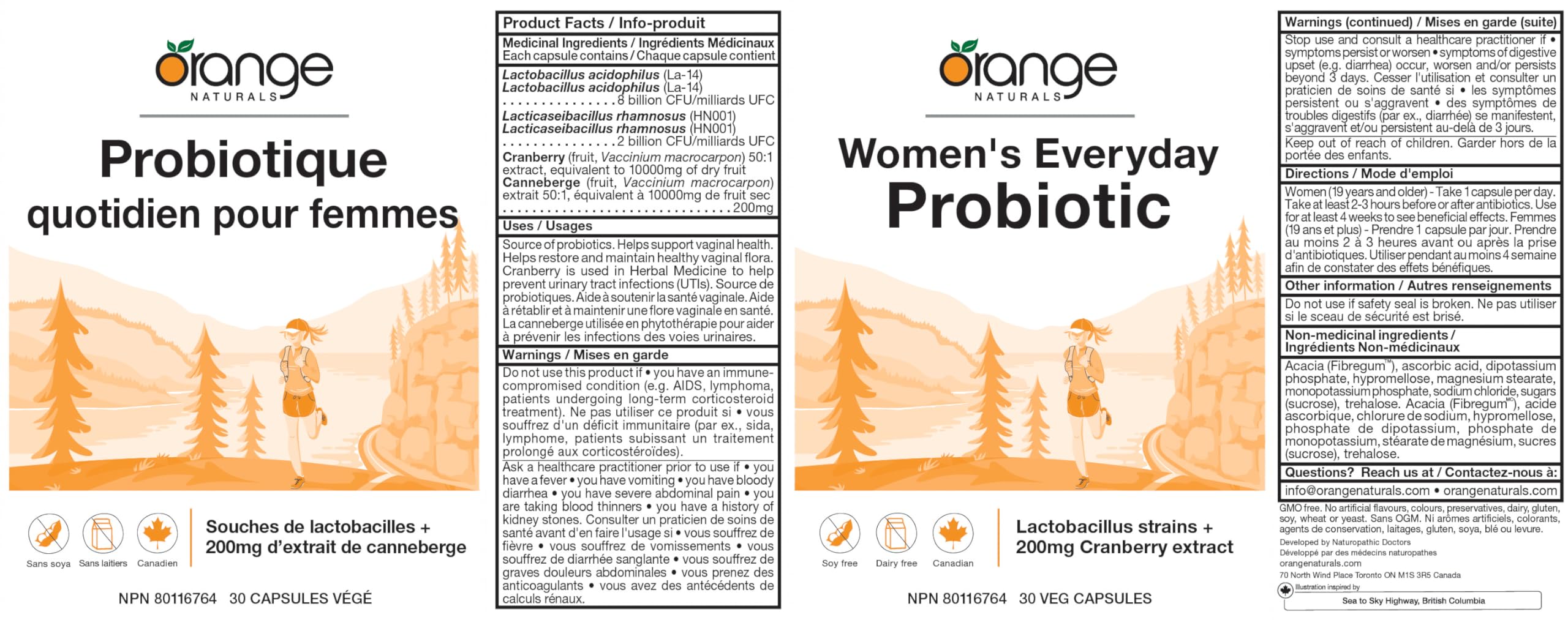 Orange Naturals - Women's Everyday Probiotic, 30 Veg Caps 30-Day Supply - Helps Restore & Maintain Healthy Vaginal Flora, Urinary Care - Probiotic Supplement with Lactobacillus Acidophilus & Rhamnosus