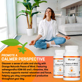 Orange Naturals - Peace of Mind, Ashwagandha KSM-66 and L-theanine, 60 Capsules 30-Day Supply - High-Concentration 300mg Ashwagandha and L-Theanine 100mg for Relaxation and Focus - Vegan & Non-GMO
