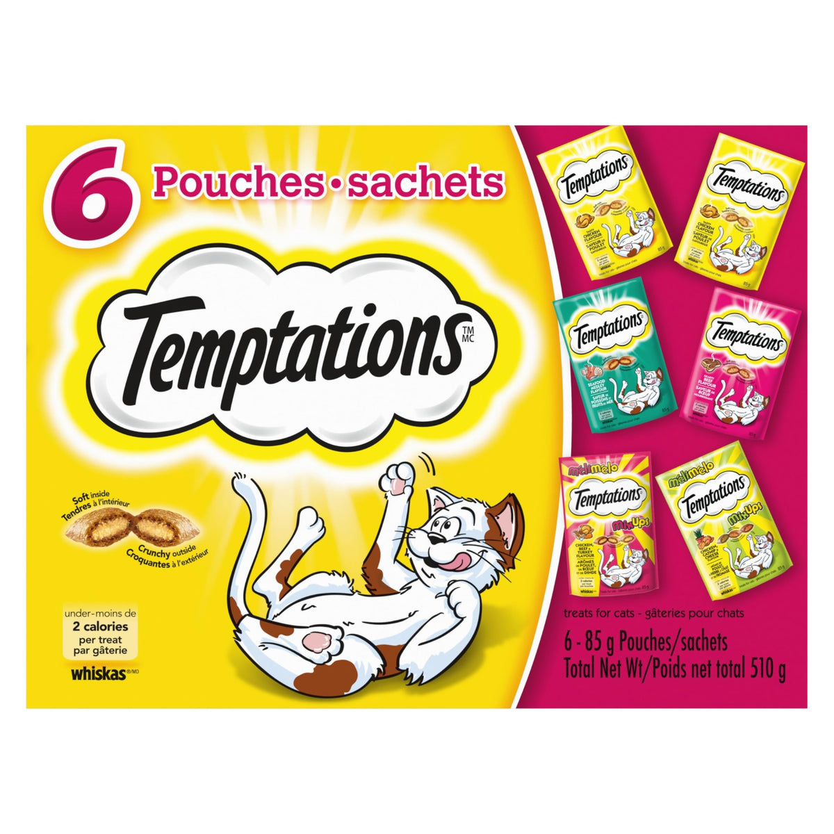 TEMPTATIONS Cat Treats, Assorted Variety Pack, 510g (6x85g Pack)