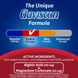Gaviscon Extra Strength Flavour Burst Tablets - 120 Count - Chewable Foaming Antacid Tablets for Day and Night Heartburn Relief, Acid Reflux and GERD Relief, Fruit Blast - Free of Aluminum, Lactose and Gluten