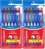 Colgate Extra Clean Manual Toothbrush - Soft Bristle Tooth Brush for Adults with Circular Power Bristles for Stain Removal and Tongue Cleaner - Comfortable Grip Handle, Variety Pack - 6 Count