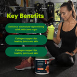 Organika Canadian-Made Electrolytes + Enhanced Collagen - Daily Hydration Powder with 5g of Collagen for Hair, Skin and Nails, 100% of Daily Vitamin C, Strawberry Peach Flavour, 600 g, 50 Servings