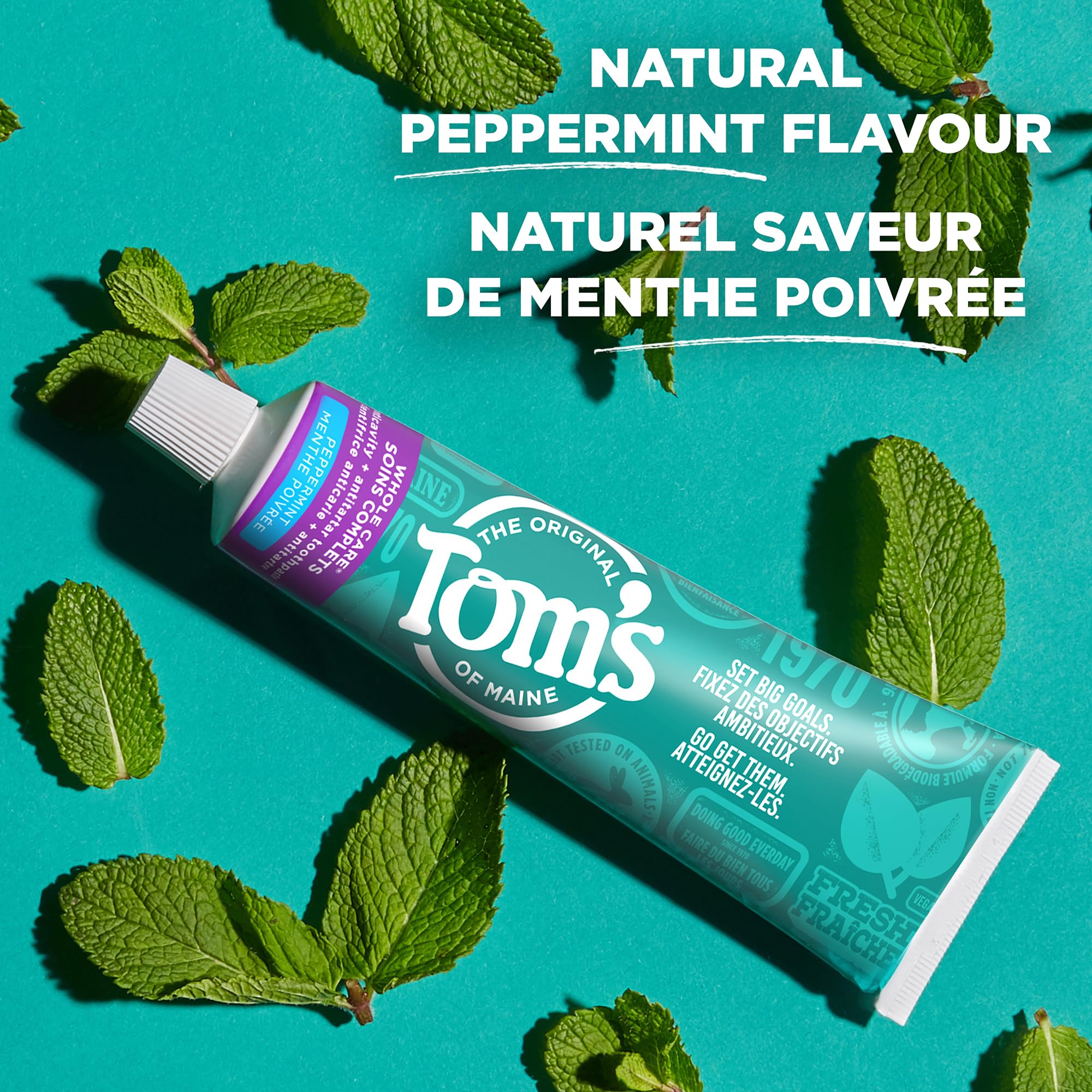 Tom's of Maine Whole Care Fluoride Natural Toothpaste, Peppermint, 85 mL