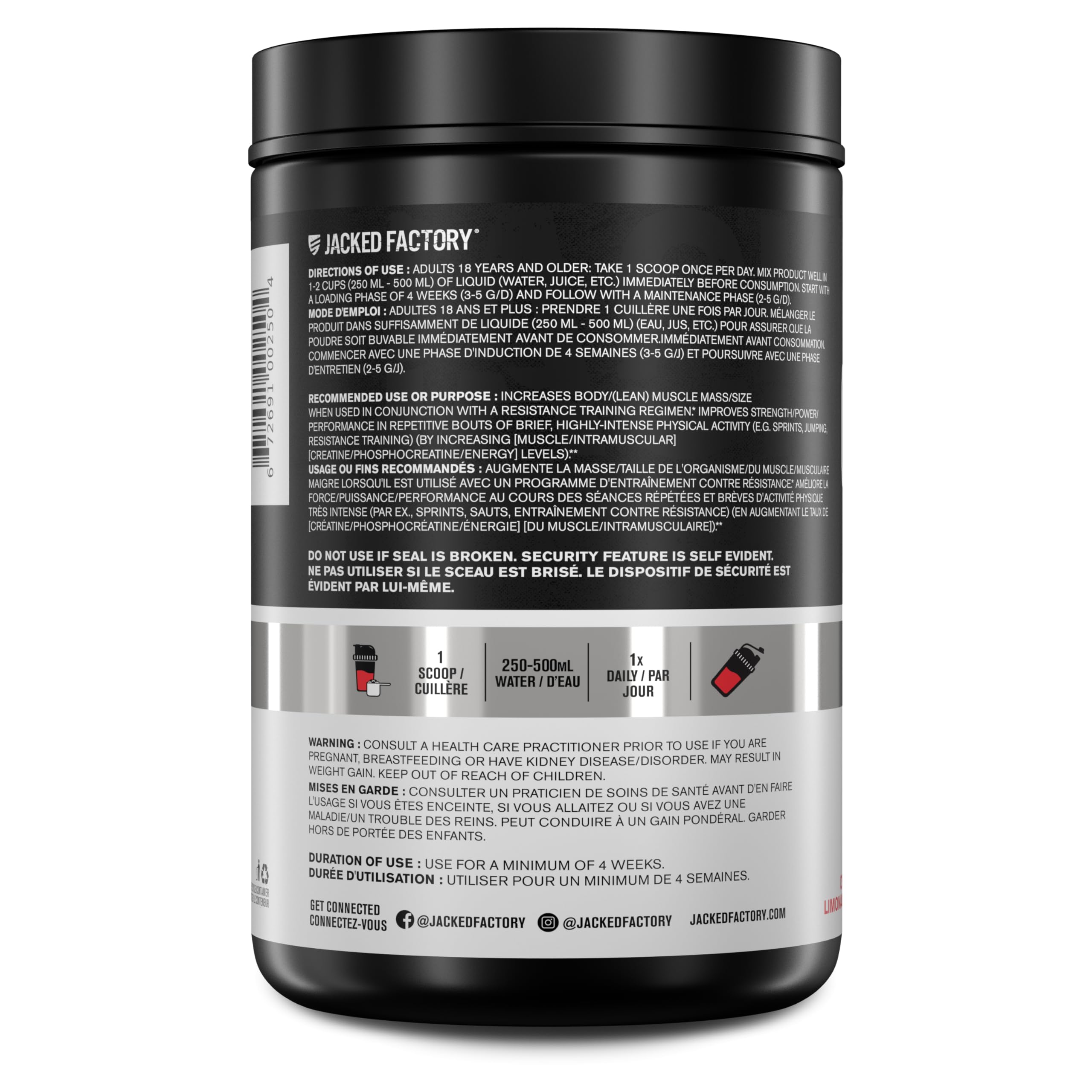 Jacked Factory Creatine Monohydrate Powder 586.5g - Canadian-Owned Informed Choice Certified Supplement for Increased Muscle Mass, Improved Strength, and Performance* - 85 Servings, Cherry Limeade