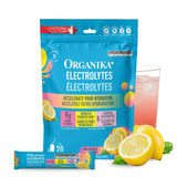 Organika Canadian-Made Electrolytes Powder with Vitamin C & Prebiotic Fibre - Sugar-Free Hydration Drink Mix - Pink Lemonade - 20 Single-Serve Sachets x 3.5g