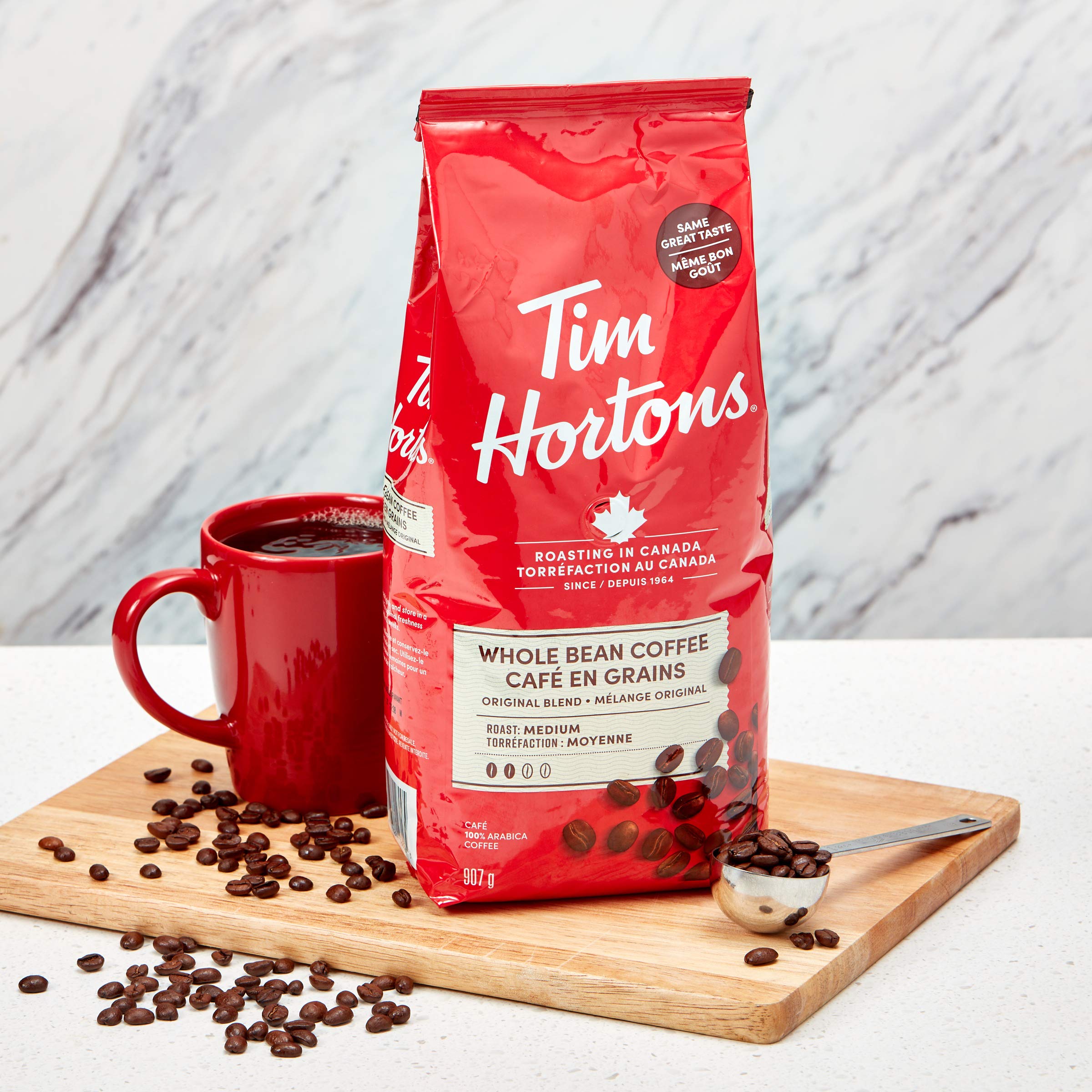 Tim Hortons Whole Bean Bag, Original Blend, 907 Grams