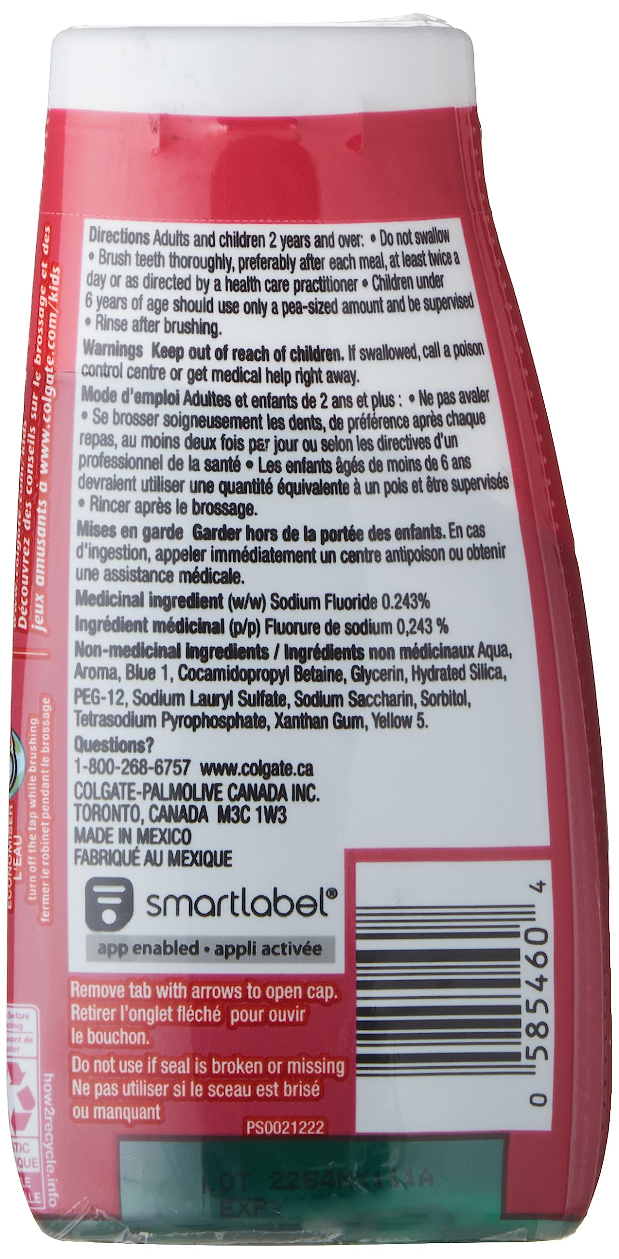 Colgate Anticavity Kids 2-In-1 Toothpaste and Mouthwash, With Fluoride for ages 2+, Watermelon Burst Flavour, 100 Ml - 4 Pack, Amazon Exclusive