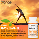 Orange Naturals - Vitamin D3+K2 with Organic Coconut Oil, 90 Softgels 90-Day Supply - Support Bone and Teeth Health, Maintain Muscle, Enhanced Absorption and Prevent D Deficiency Cholecalciferol
