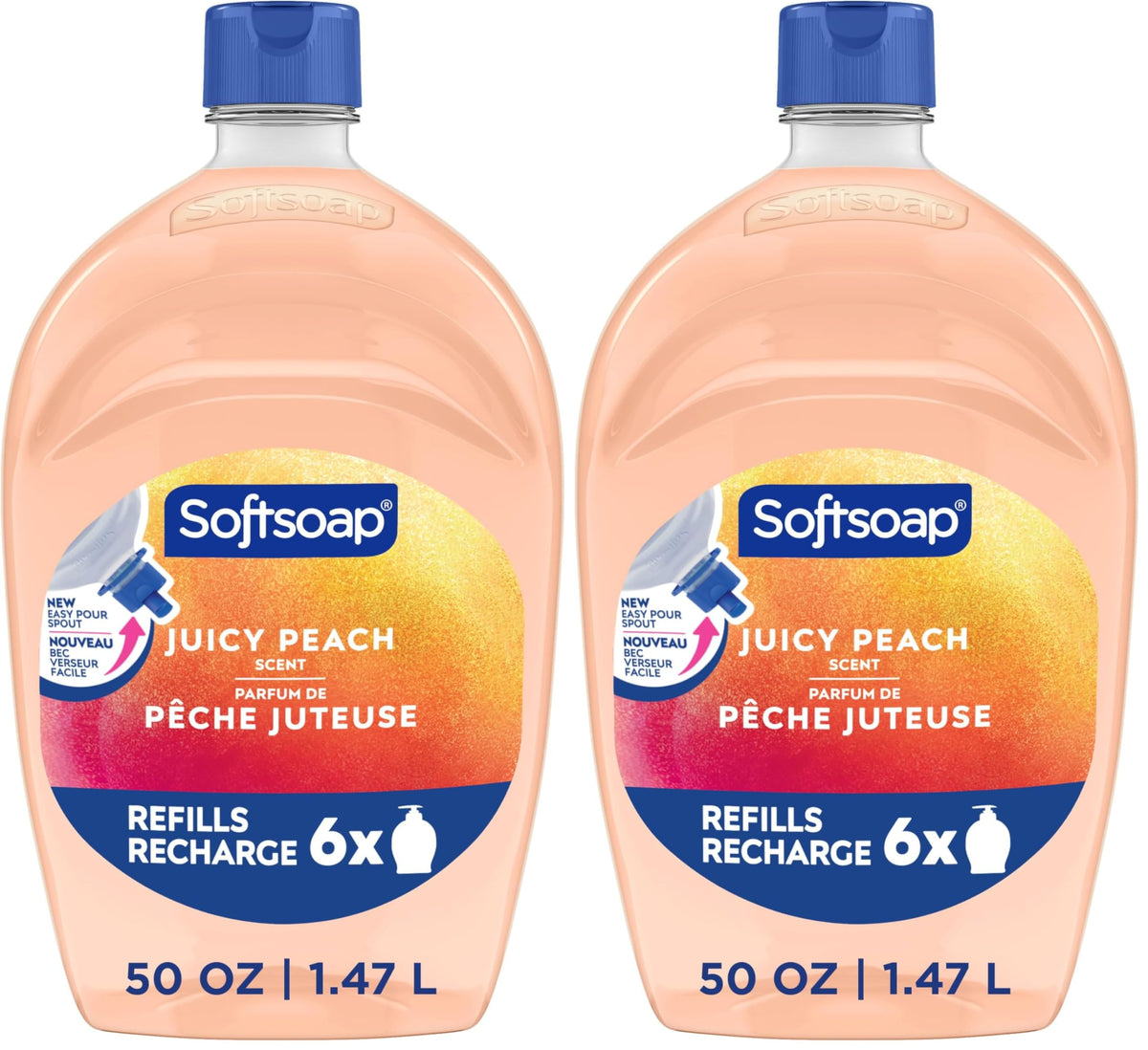 Softsoap Antibacterial Liquid Hand Soap Refill – Juicy Peach Scent, 50 oz – Moisturizing pH-Balanced Formula, Gentle on Skin, Deep Cleansing, Paraben Phthalate-Free – Ideal for Kitchen and Bathroom