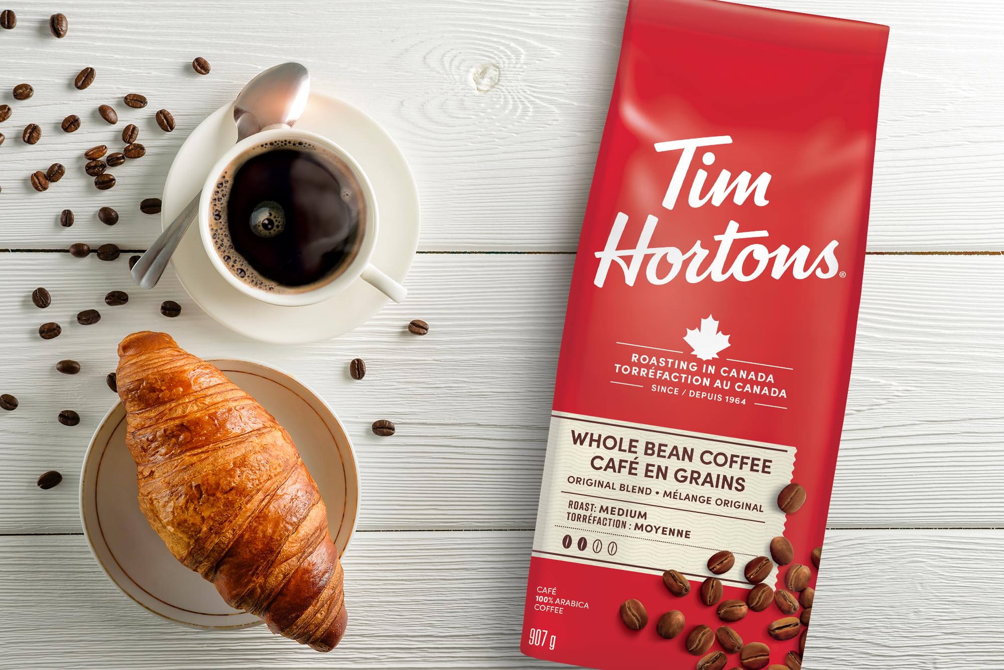 Tim Hortons Whole Bean Bag, Original Blend, 907 Grams