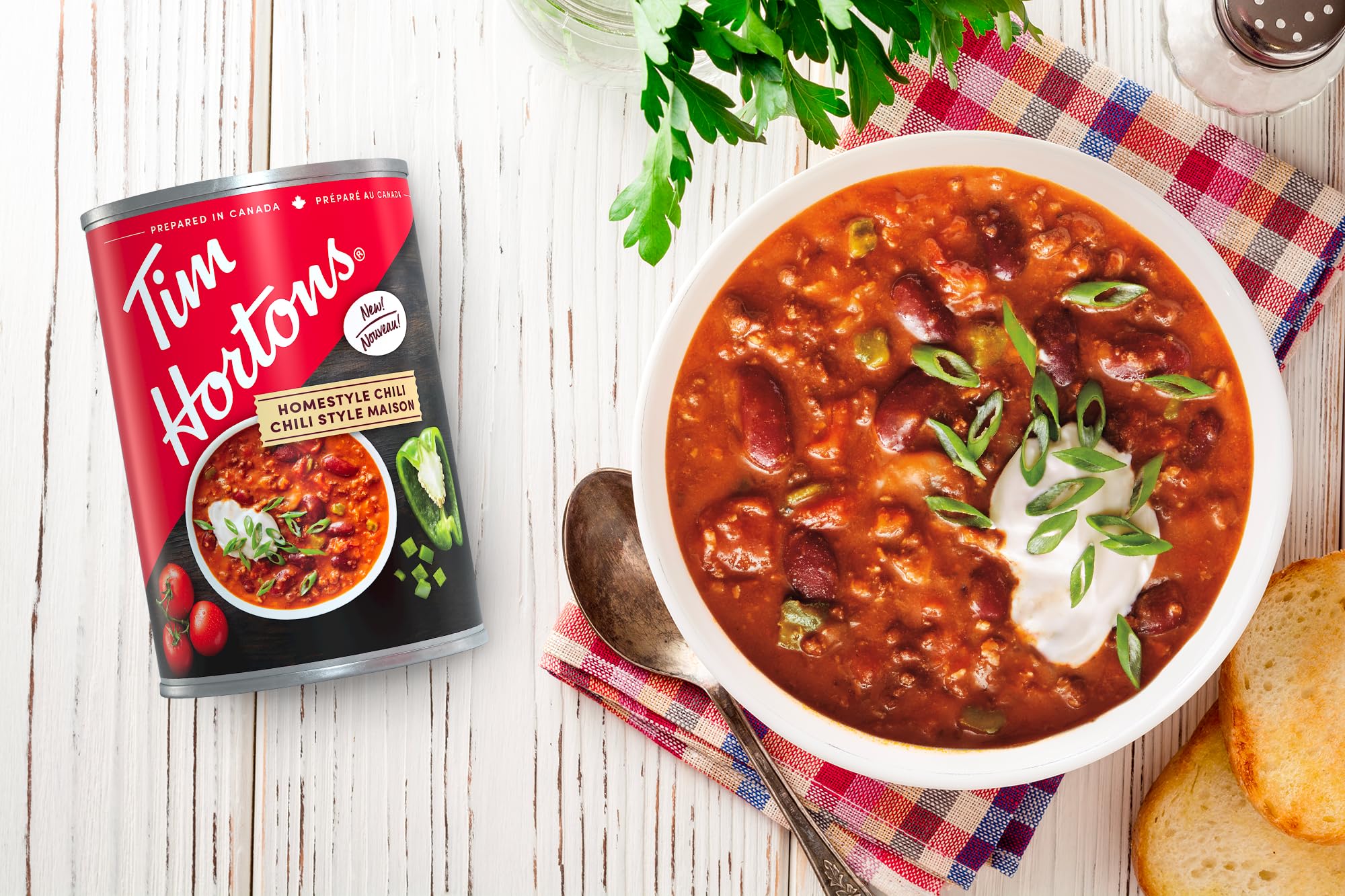 Tim Hortons Homestyle Beef Chili, Ready-to-Serve, 425 g (Pack of 2) - Package May Vary