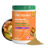 Organika Canadian-Made Chicken Bone Broth Powder French Onion Flavour-15g Protein Per Serving, Mineral-Rich, Convenient Powder Format, Keto|Free-Run, Non-GMO and Organic Vegetarian Fed-Chickens- 300g