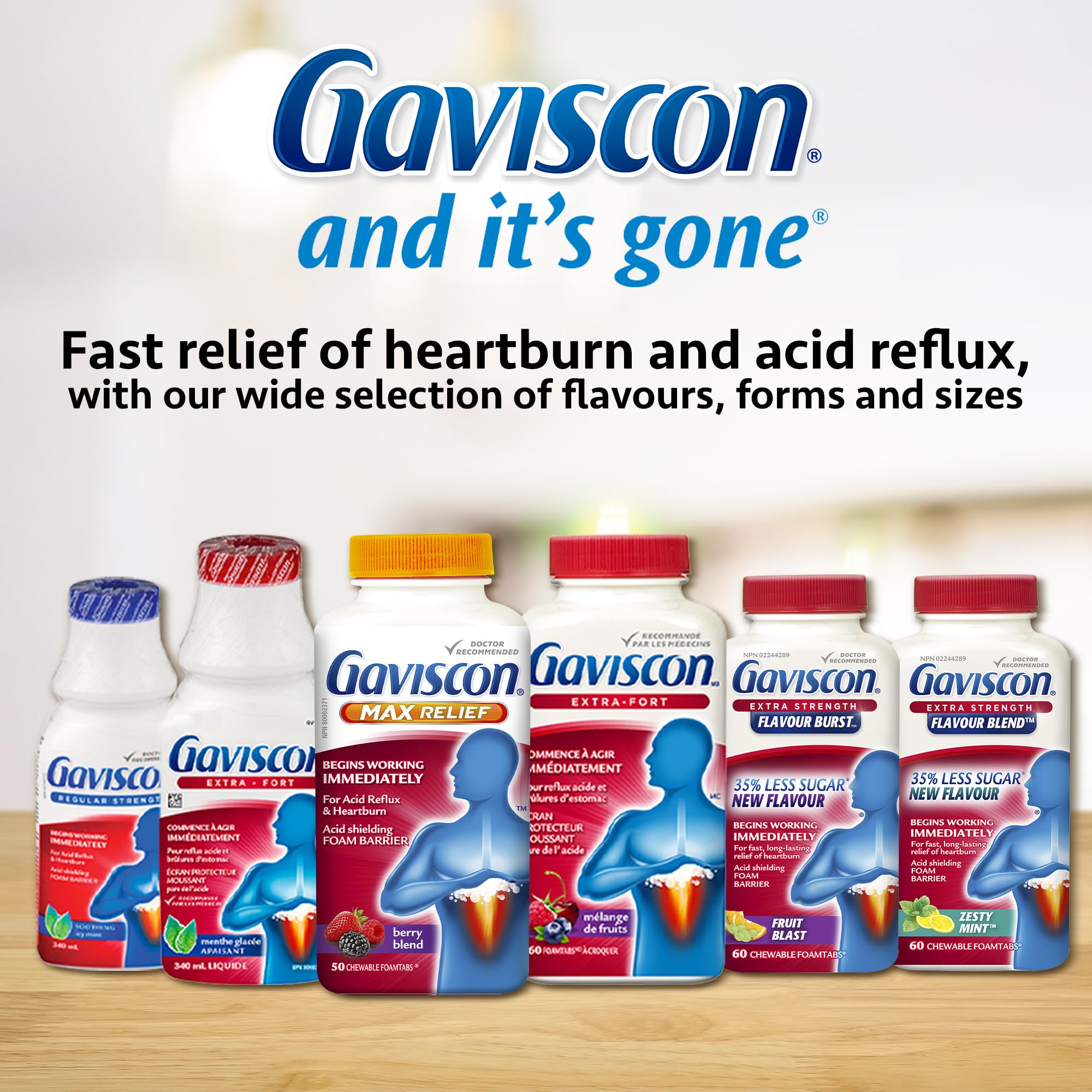 Gaviscon Max Relief Tablets - 100 Count - Chewable Foaming Antacid Tablets for Day and Night Heartburn Relief, Acid Reflux and GERD Relief, Berry Blend - Free of Aluminum, Lactose and Gluten