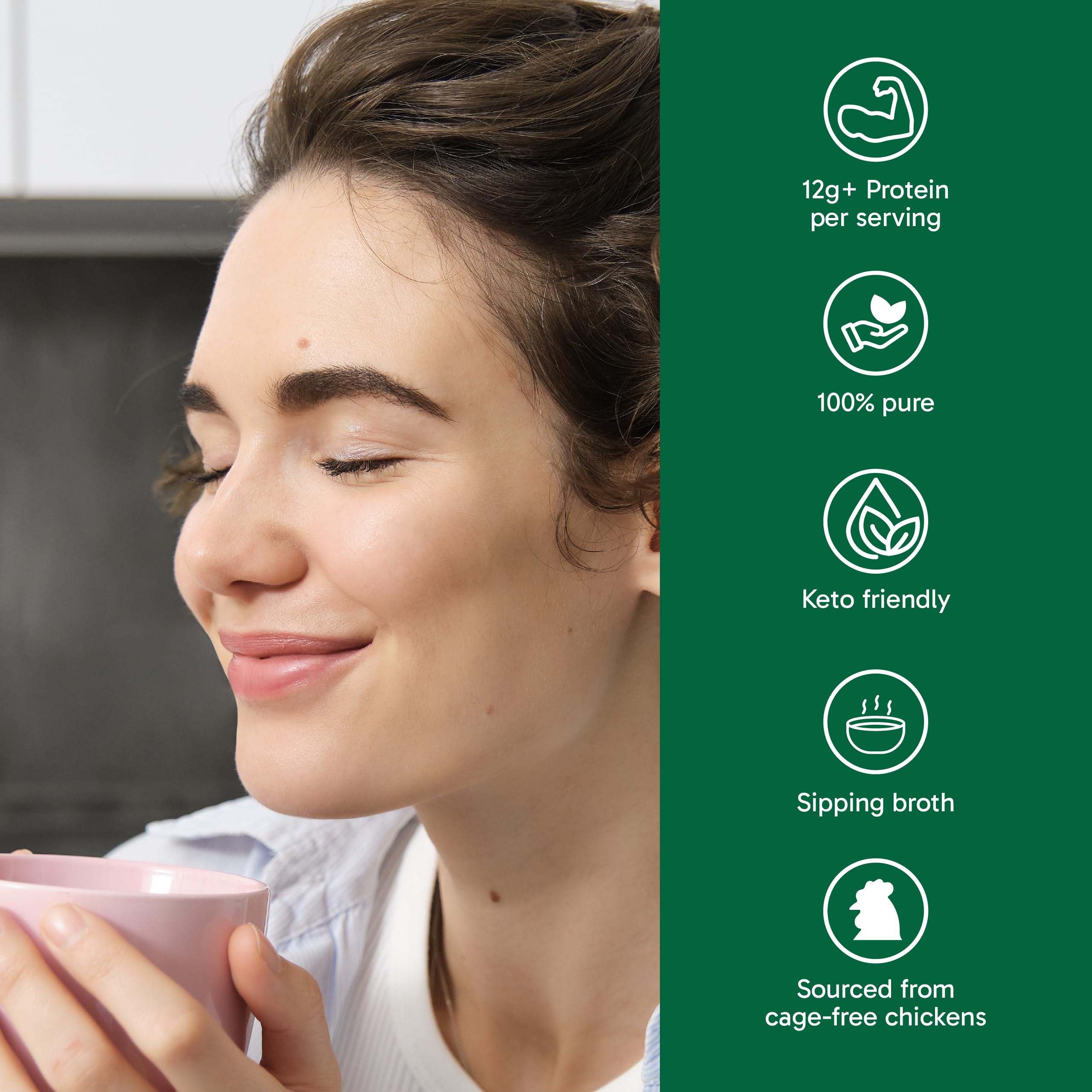 Organika Canadian-Made Chicken Bone Broth Powder - 15g Protein Per Serving, Low-Sodium, Mineral-Rich, Convenient Powder Format, Easily Add to Recipes Non-GMO and Organic Vegetarian Fed-Chickens 450g