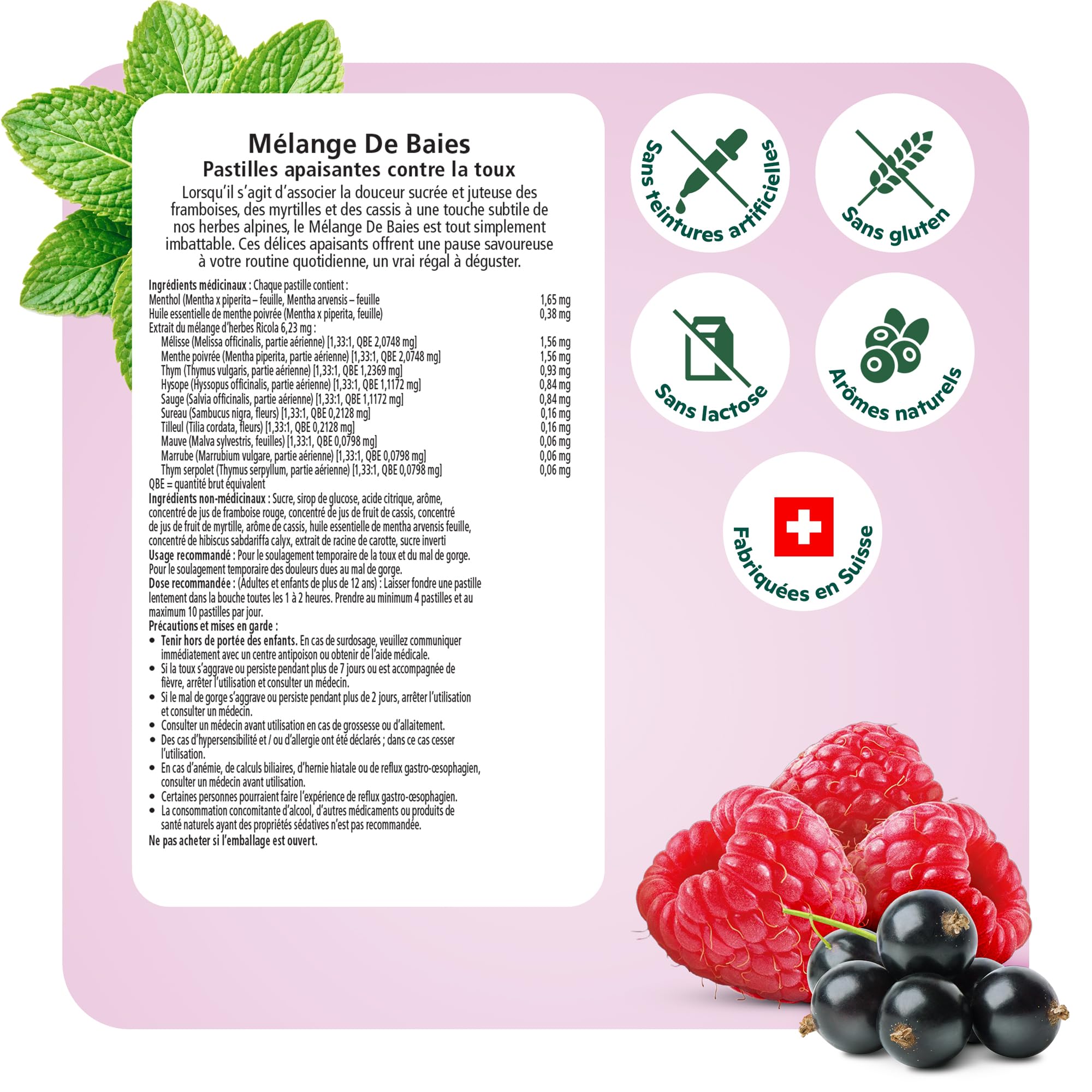 Ricola Berry Medley Herbal Cough Drops with Swiss Alpine Herbs and Low Menthol for Everyday Throat and Voice Care - 45 Count - Throat Lozenges with Low Sugar