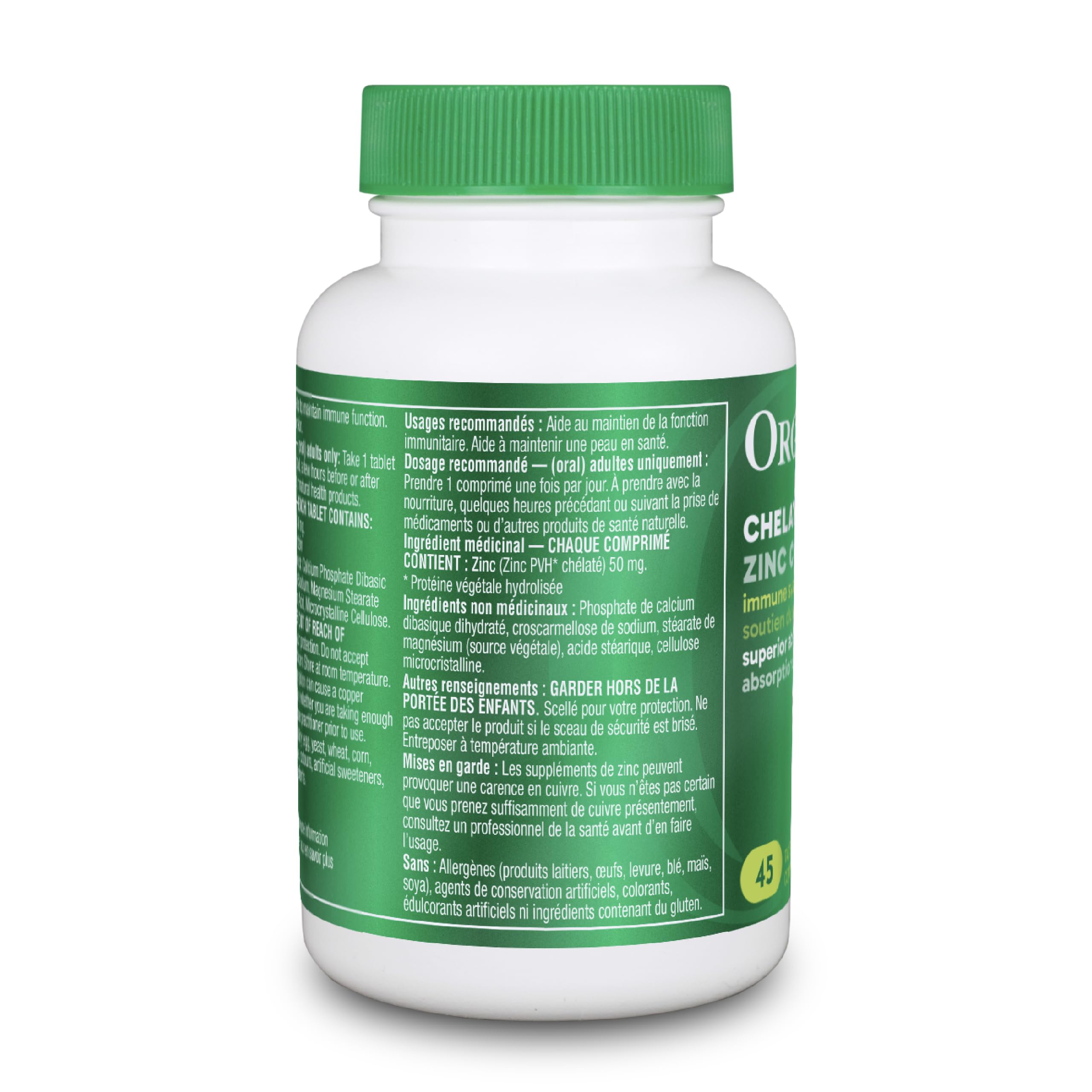 Organika Chelated Zinc 45 Tabs