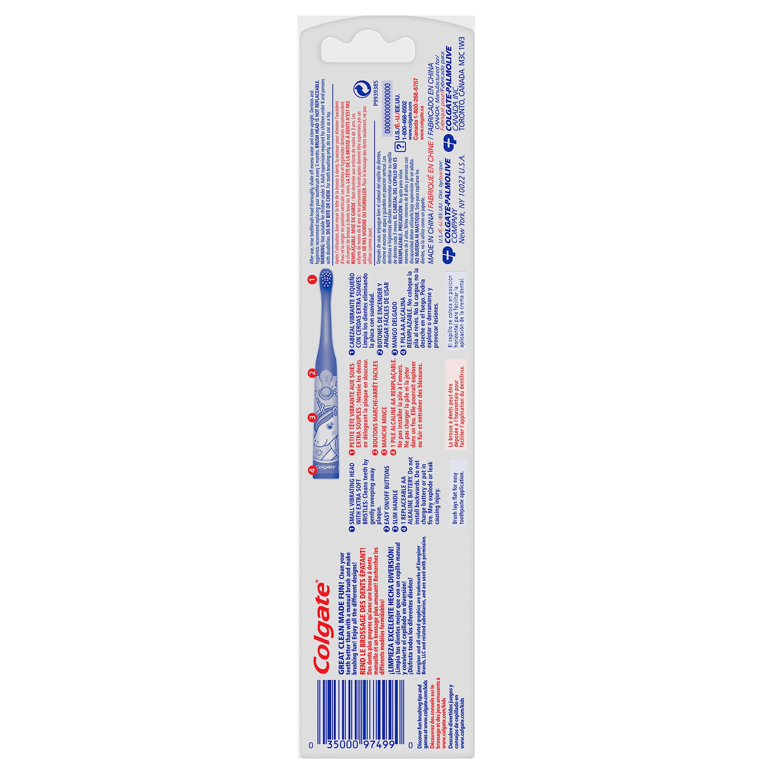 Colgate Battery Powered Kids Electric Toothbrush (pack Of 1), Ages 3+, Extra Soft Toothbrush, Fun Unicorn Design, Removes More Plaque, Slim, Easy-to-hold Handle, Cleans Cavity-causing Bacteria, Battery Included
