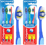 Colgate Extra Clean Toothbrush, Soft, 3 Count, Multi Color (55005) (Pack of 2)