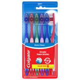 Colgate Extra Clean Manual Toothbrush - Soft Bristle Tooth Brush for Adults with Circular Power Bristles for Stain Removal and Tongue Cleaner - Comfortable Grip Handle, Variety Pack - 6 Count