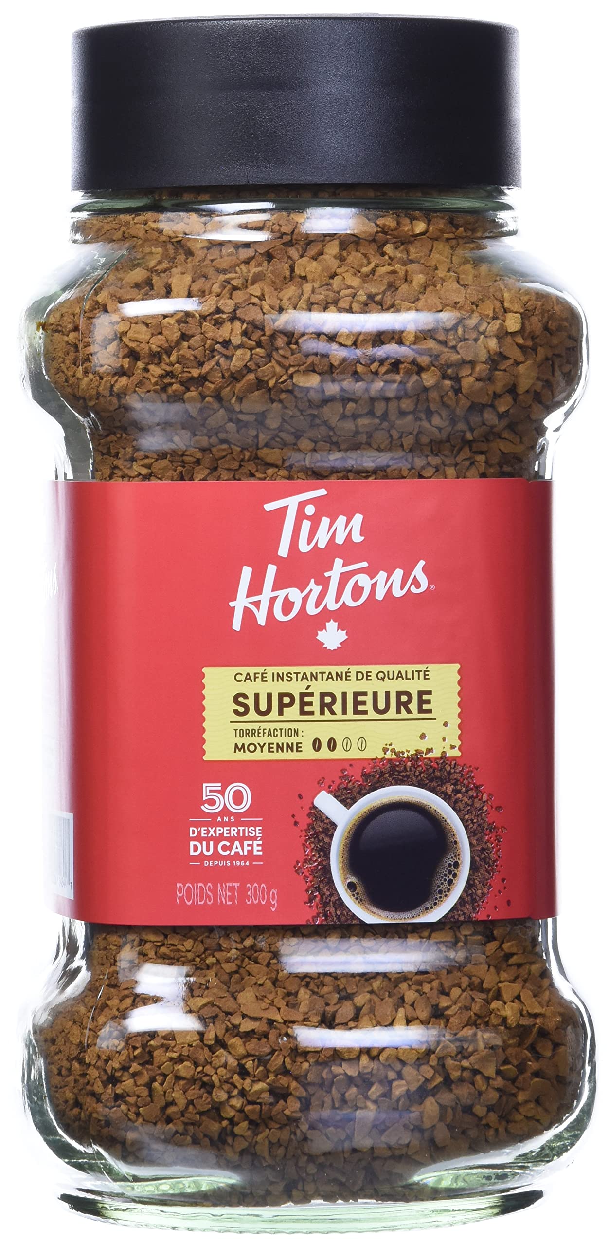 Tim Hortons Medium Roast Instant Coffee, 100% Colombian, 300g Jar (Pack of 2)