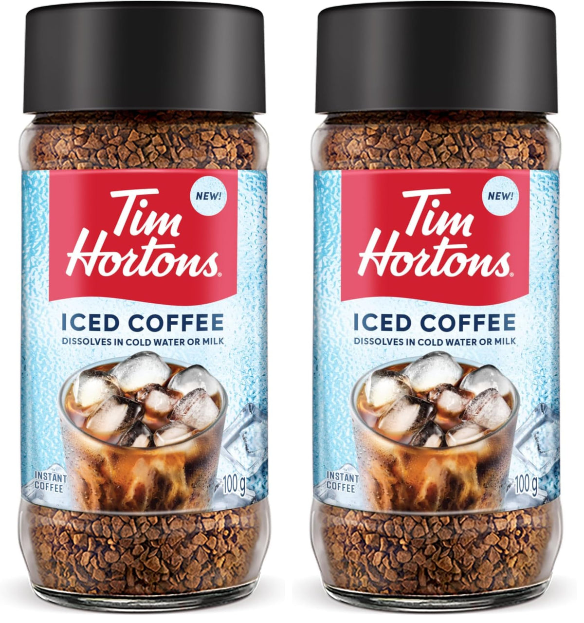Tim Hortons Instant Iced Coffee, 100g, Dissolves in Cold Water or Milk (Pack of 2)