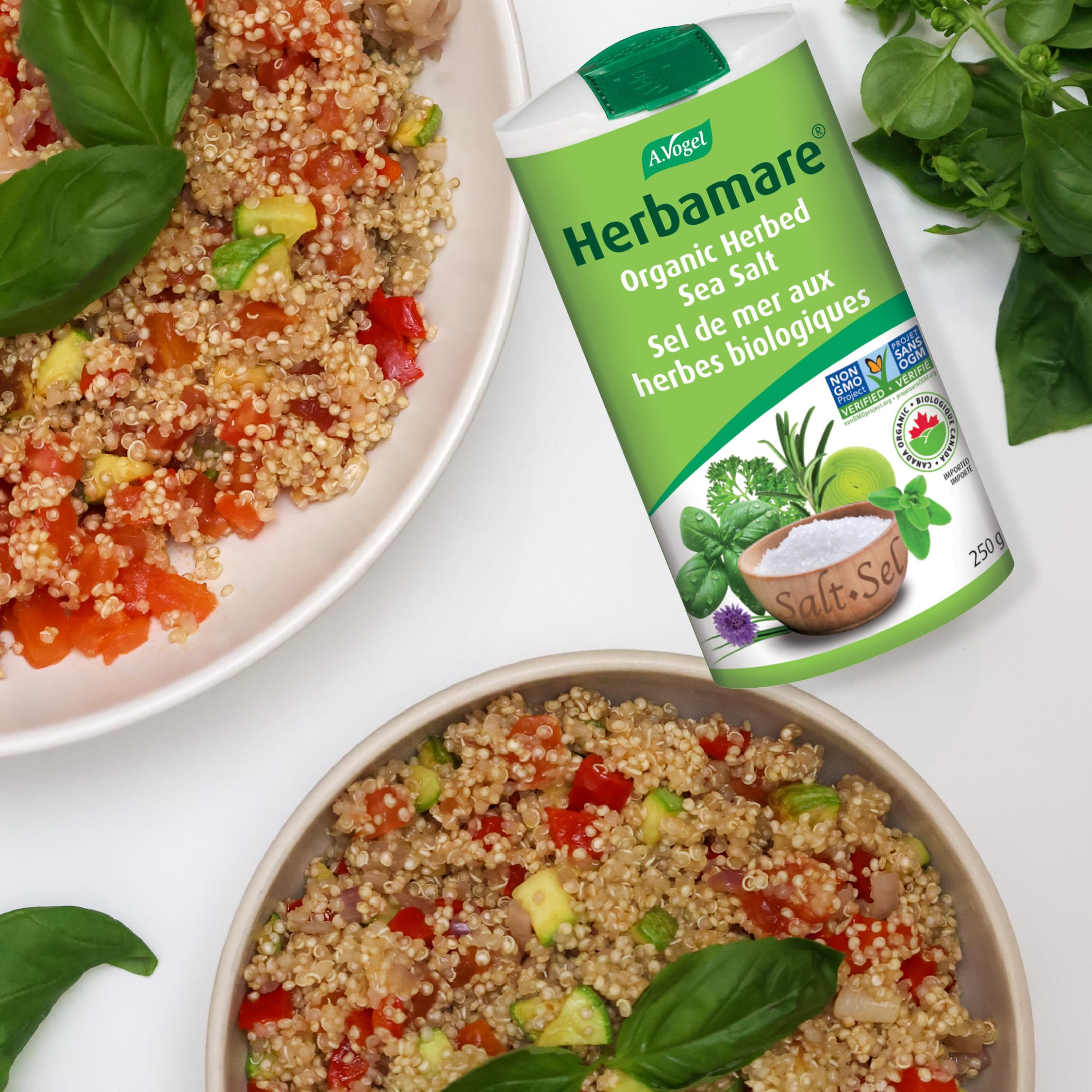 A.Vogel Herbamare Original - Herbed Sea Salt Infused with Fresh Organic Herbs and Vegetables - 1/3 Less Salt - Non-GMO Project Certified - MSG and Gluten Free - Vegetarian and Vegan - 250 G