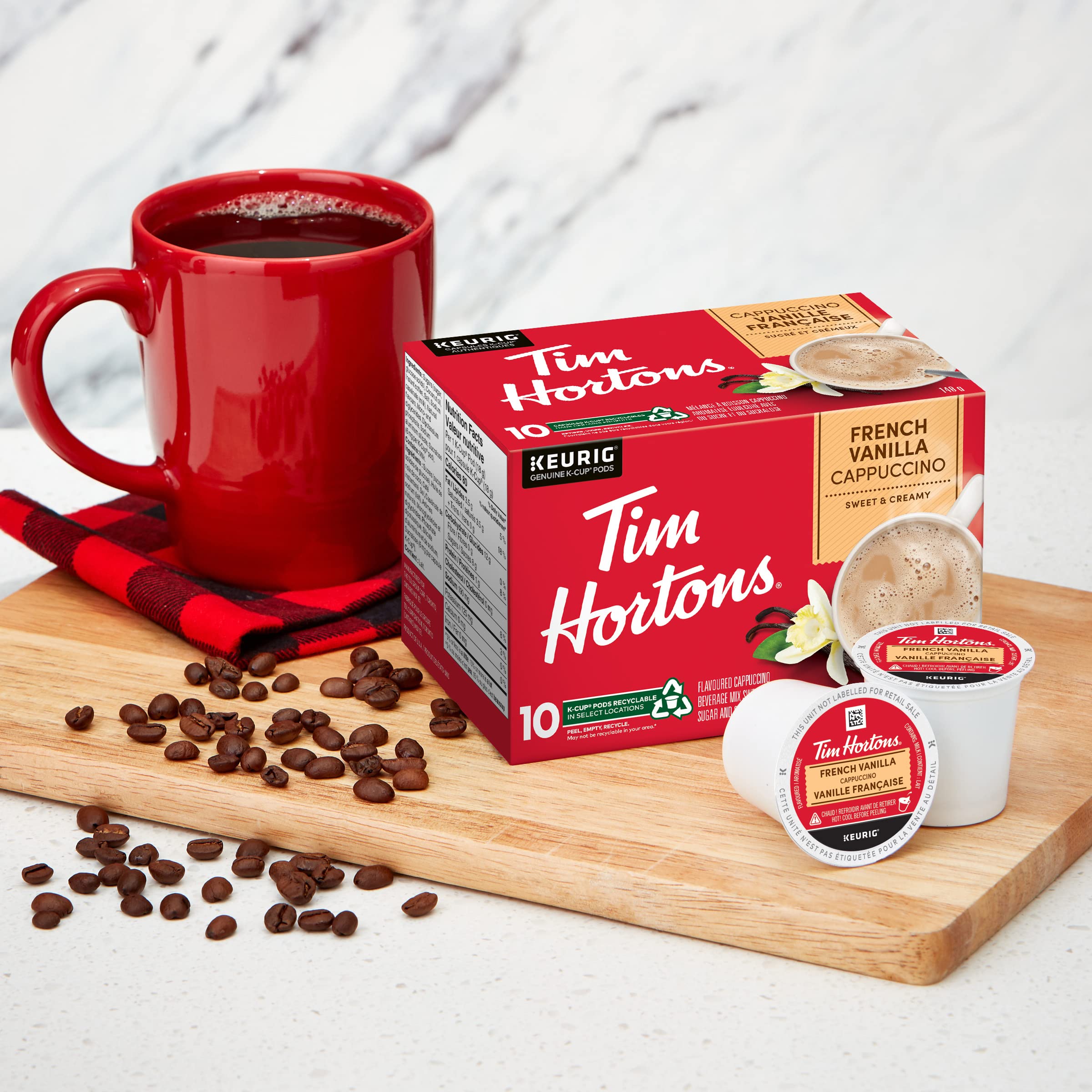 Tim Hortons French Vanilla Cappuccino, Single Serve Keurig K-Cup Pods, 10 Count (Pack of 2)