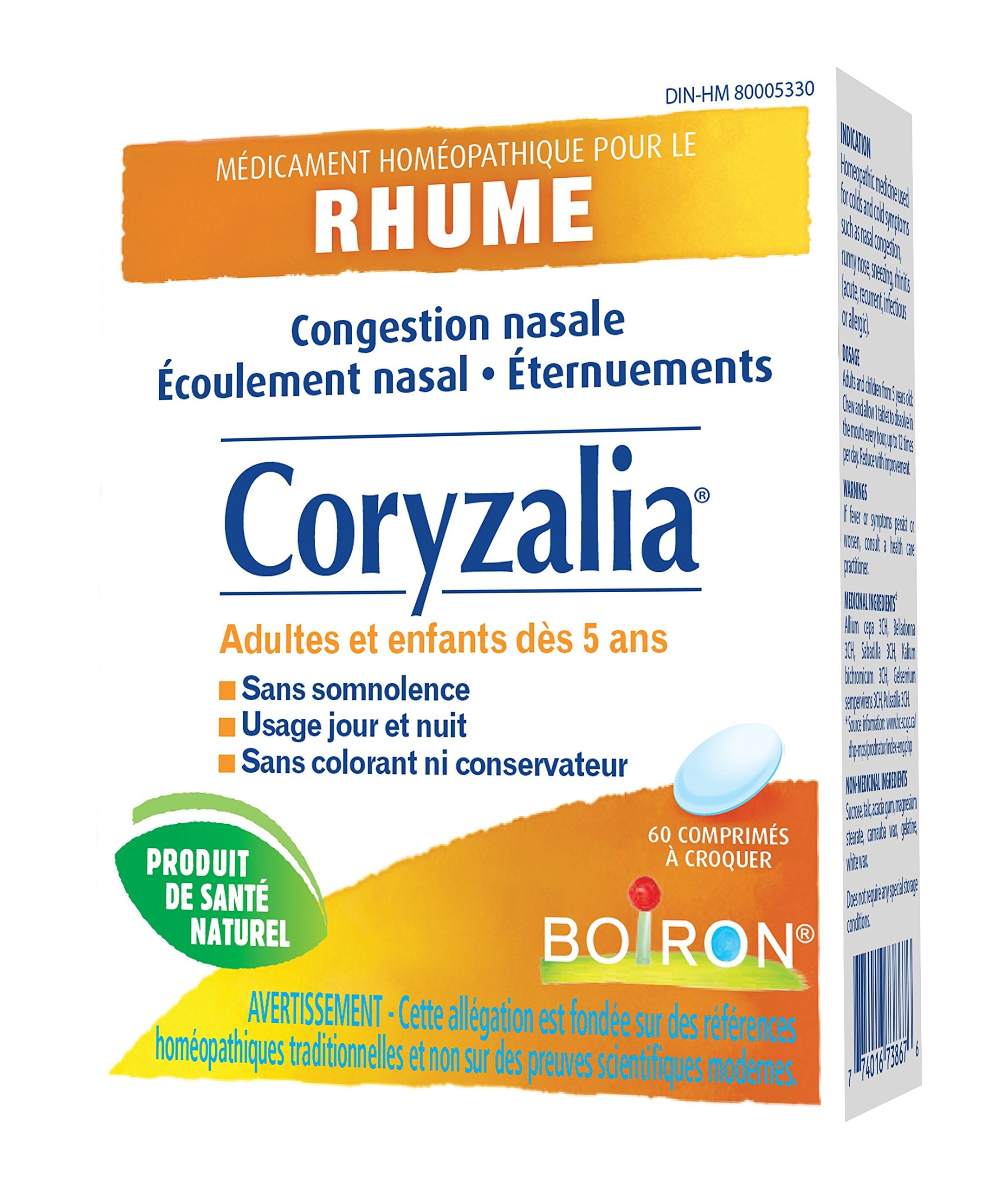 Boiron RhinAllergy for Relief from Allergy Symptoms of Sneezing, Runny Nose, and Itchy Eyes & Coryzalia for colds and cold symptoms, 60 Tablets. Chewable Tablets for nasal congestion