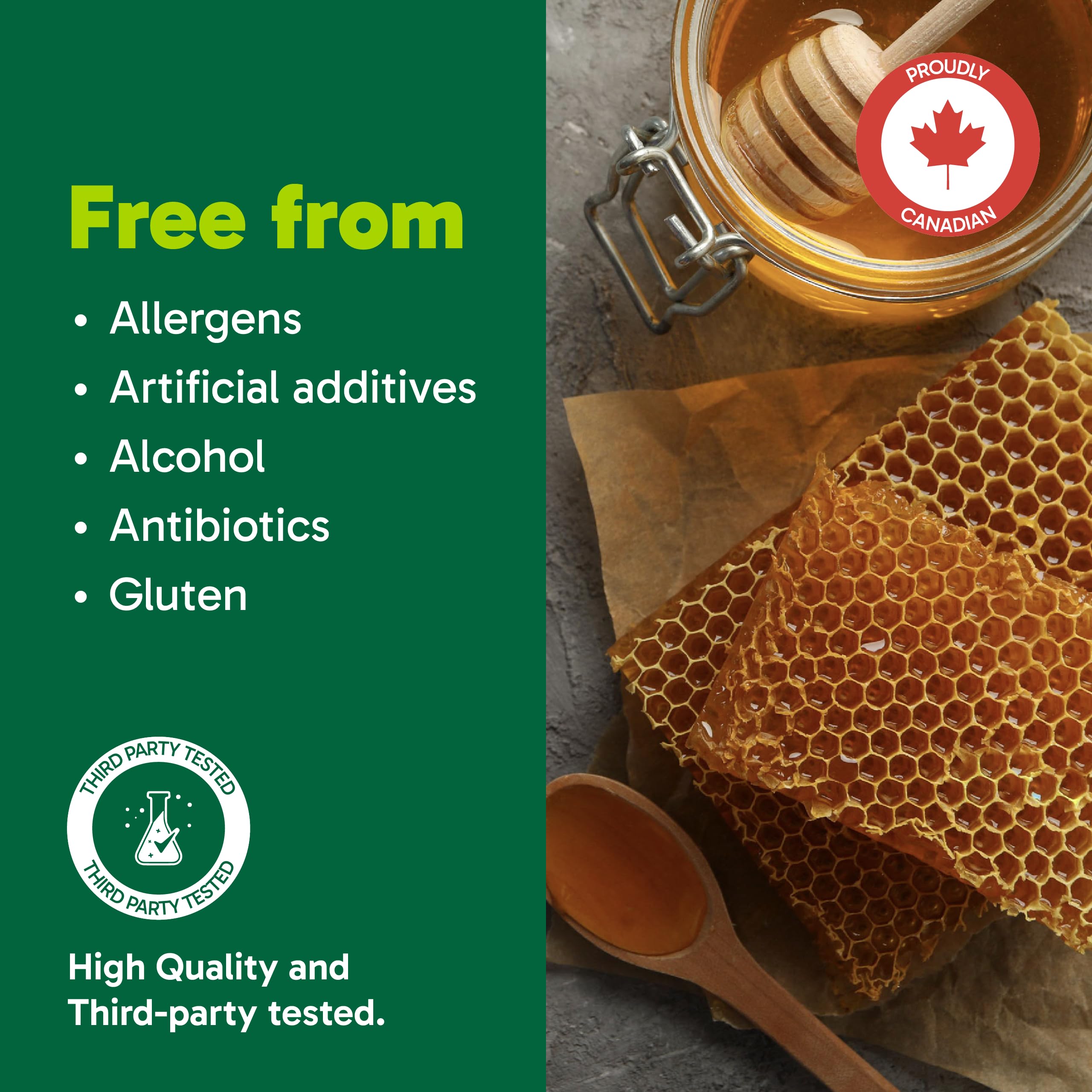 Organika Canadian-Made Bee Propolis Liquid- Natural Immune Support, Sore Throat Relief, Antioxidant, Alcohol-Free- 100 ml