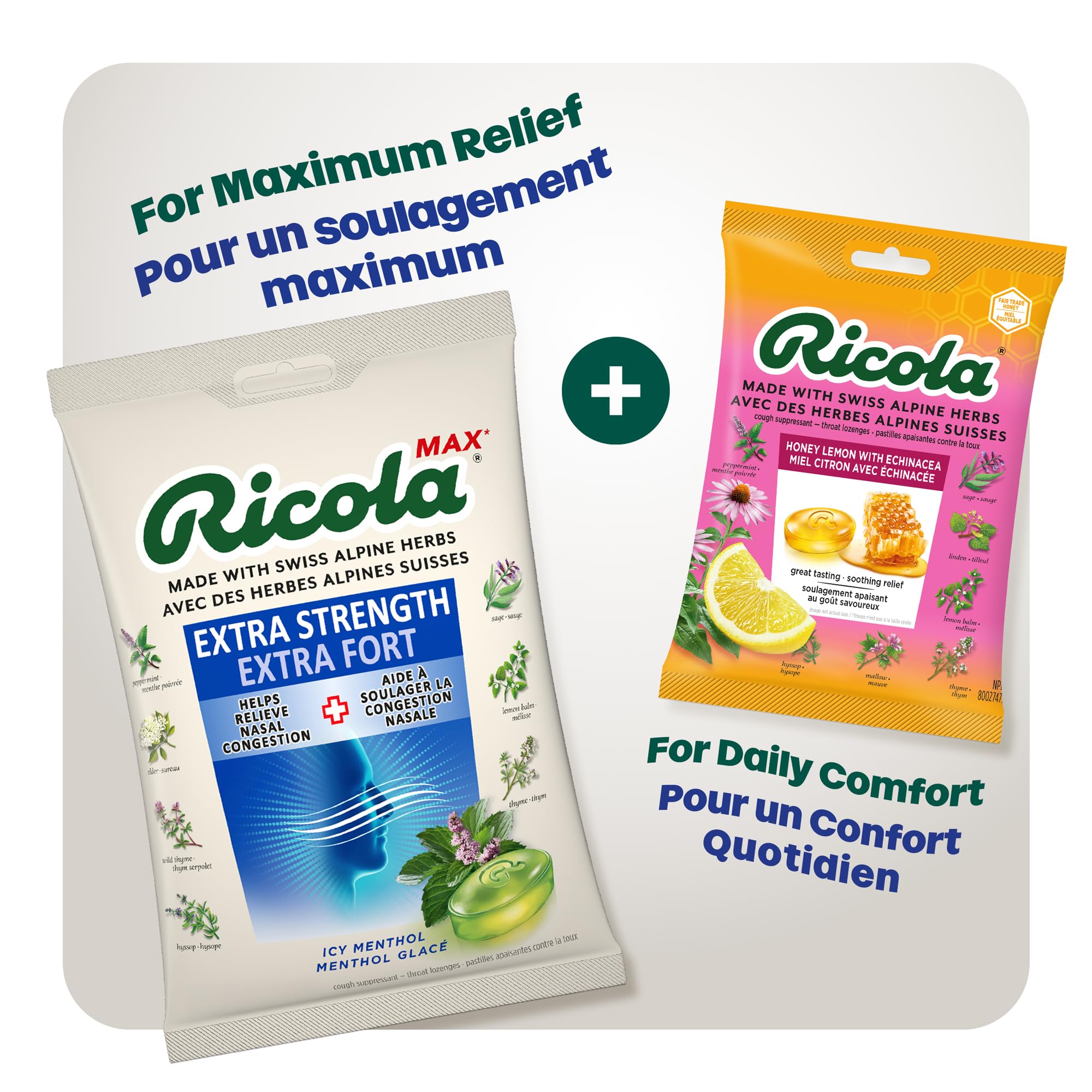 Ricola Max Nasal Care Cough Drops with Extra Menthol for Maximum Nasal Comfort and Sore Throat Relief for Cold & Flu Symptoms – 34 Count – Herbal Throat Lozenges