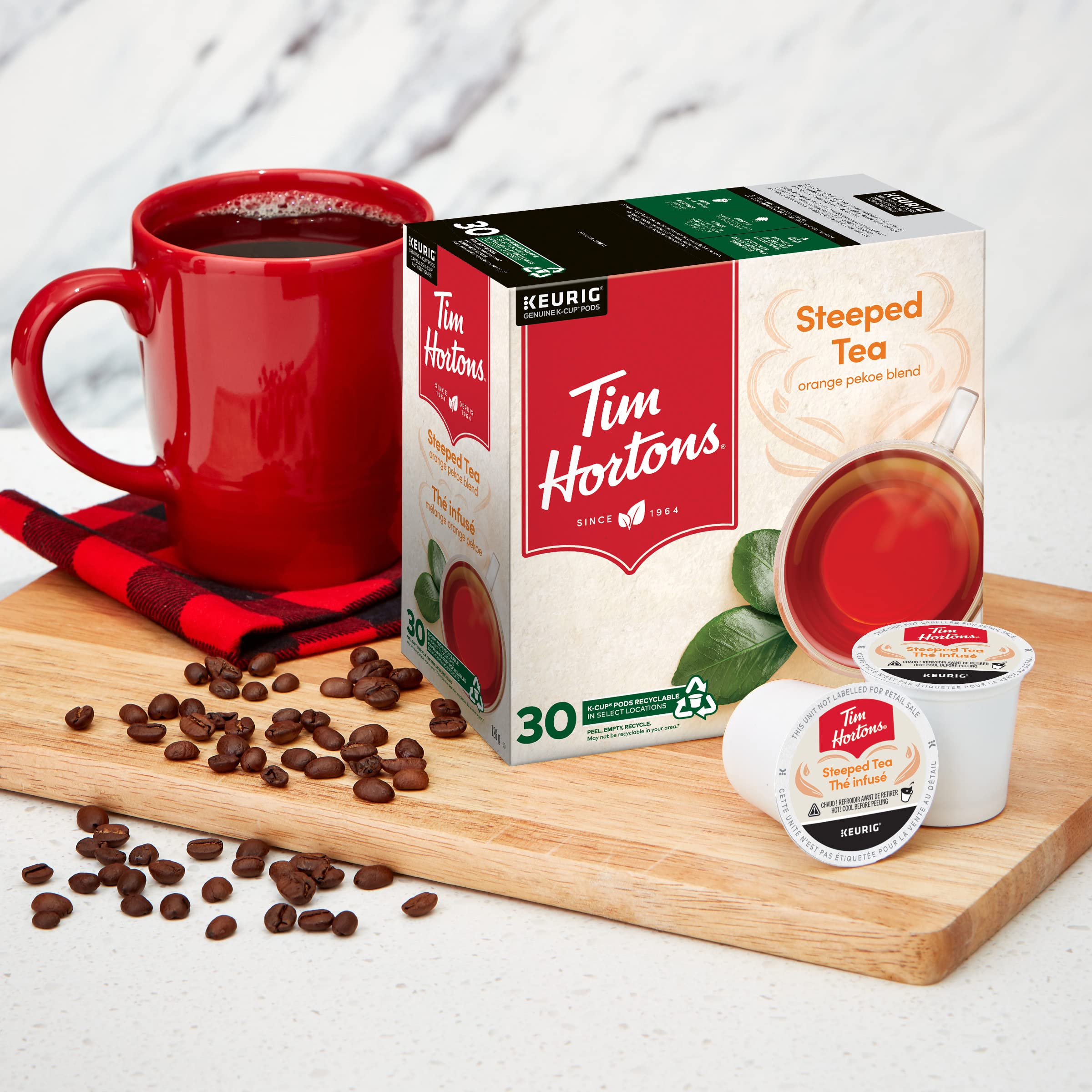 Tim Hortons Steeped Orange Pekoe Tea, Single Serve Keurig K-Cup Pods, 30 Count (Pack of 2)