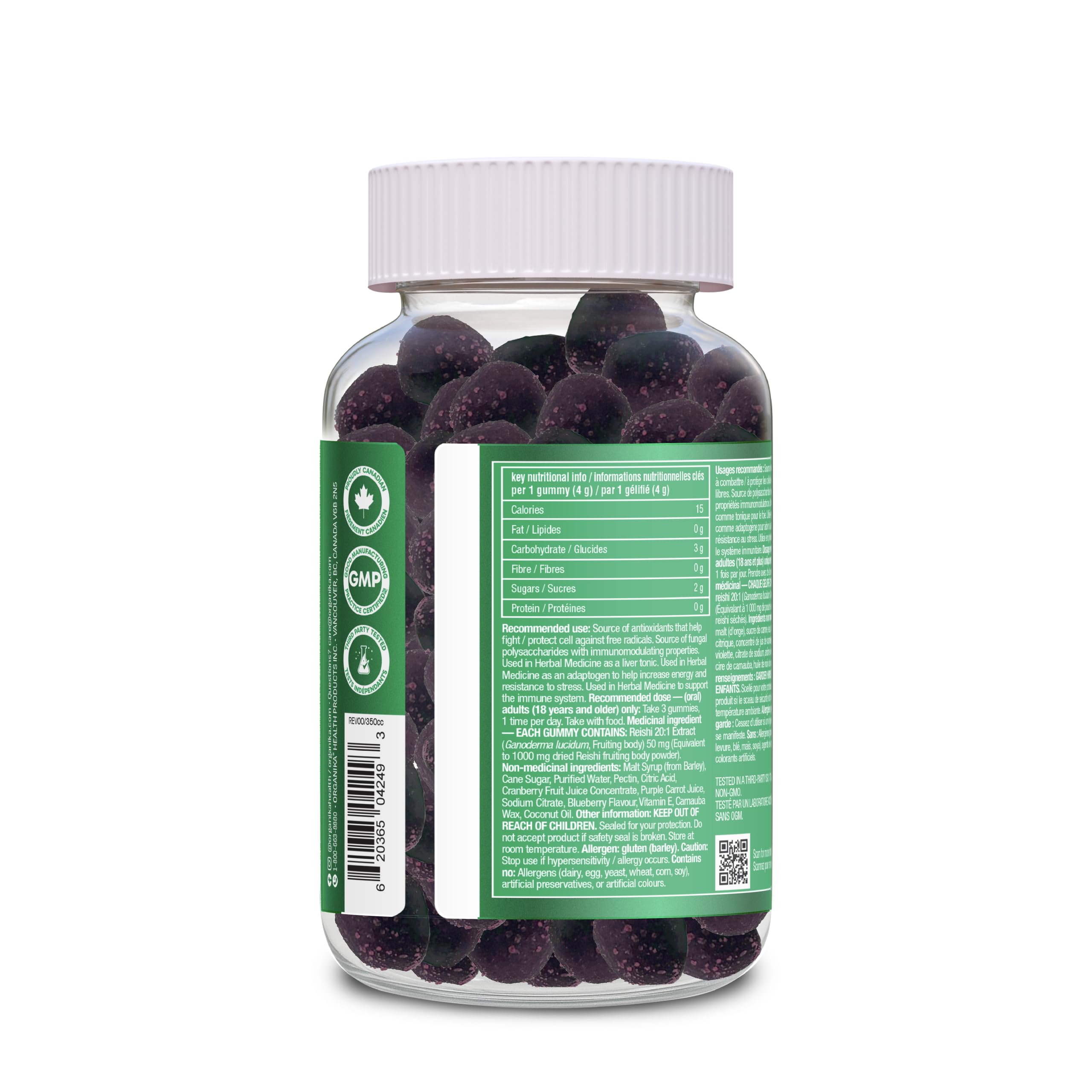 Organika Reishi Mushroom Gummies– Adaptogen for Stress, Immunity & Energy Support | Antioxidant & Liver Health Support | Vegan Mushroom Supplement for Daily Balance |Blueberry Flavour- 60 gummies