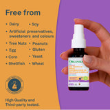 Organika Canadian-Made Kids Bee Propolis Spray with Elderberry for Natural Sugar-Free Sore Throat Relief, Immunity Support, Antioxidants- 30ml