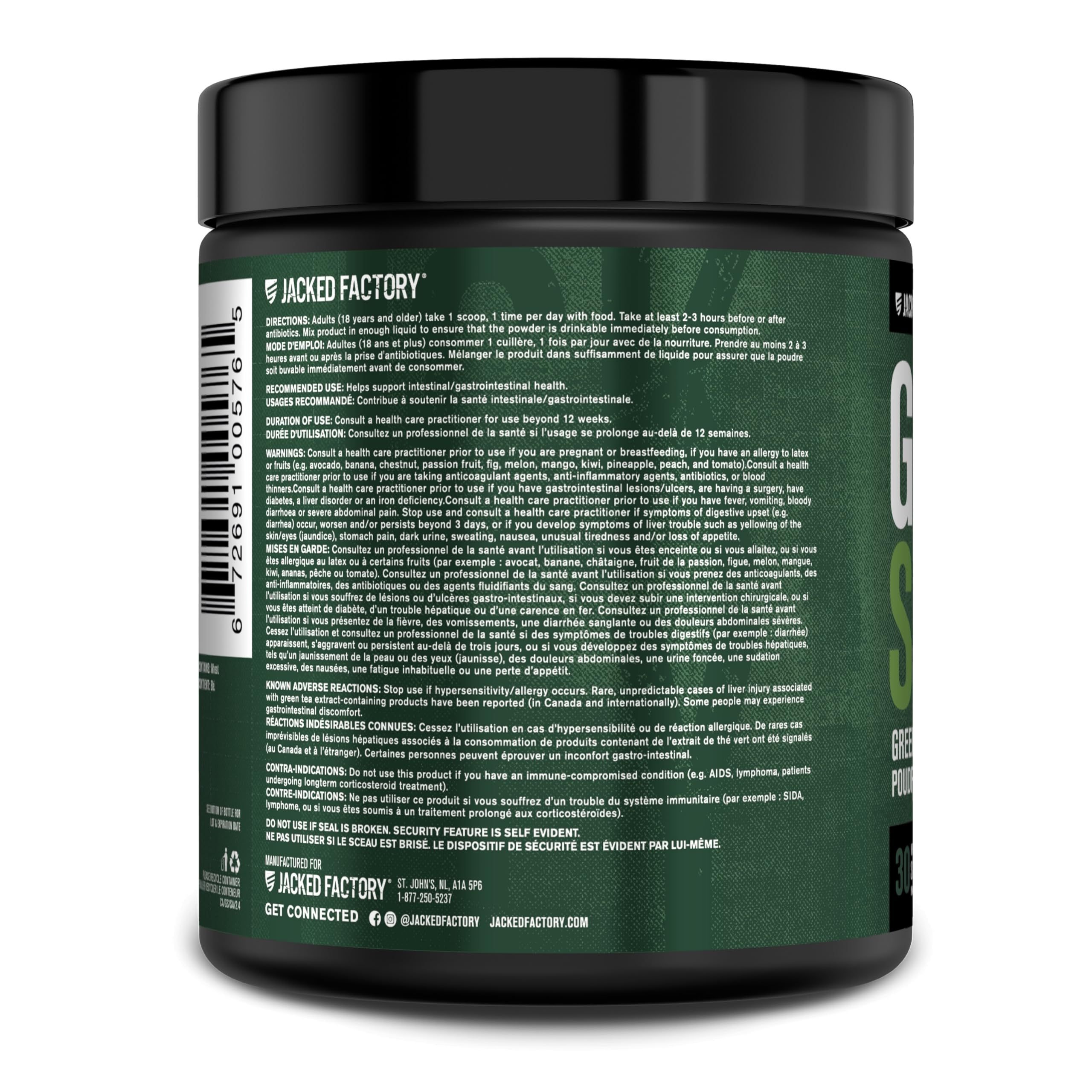 Jacked Factory Greensurge Green Superfood Powder - Greens Drink w/Spirulina, Wheat & Barley Grass, Organic Greens - Green Tea Extract, Probiotics & Digestive Enzymes - 30 Servings, Sour Apple