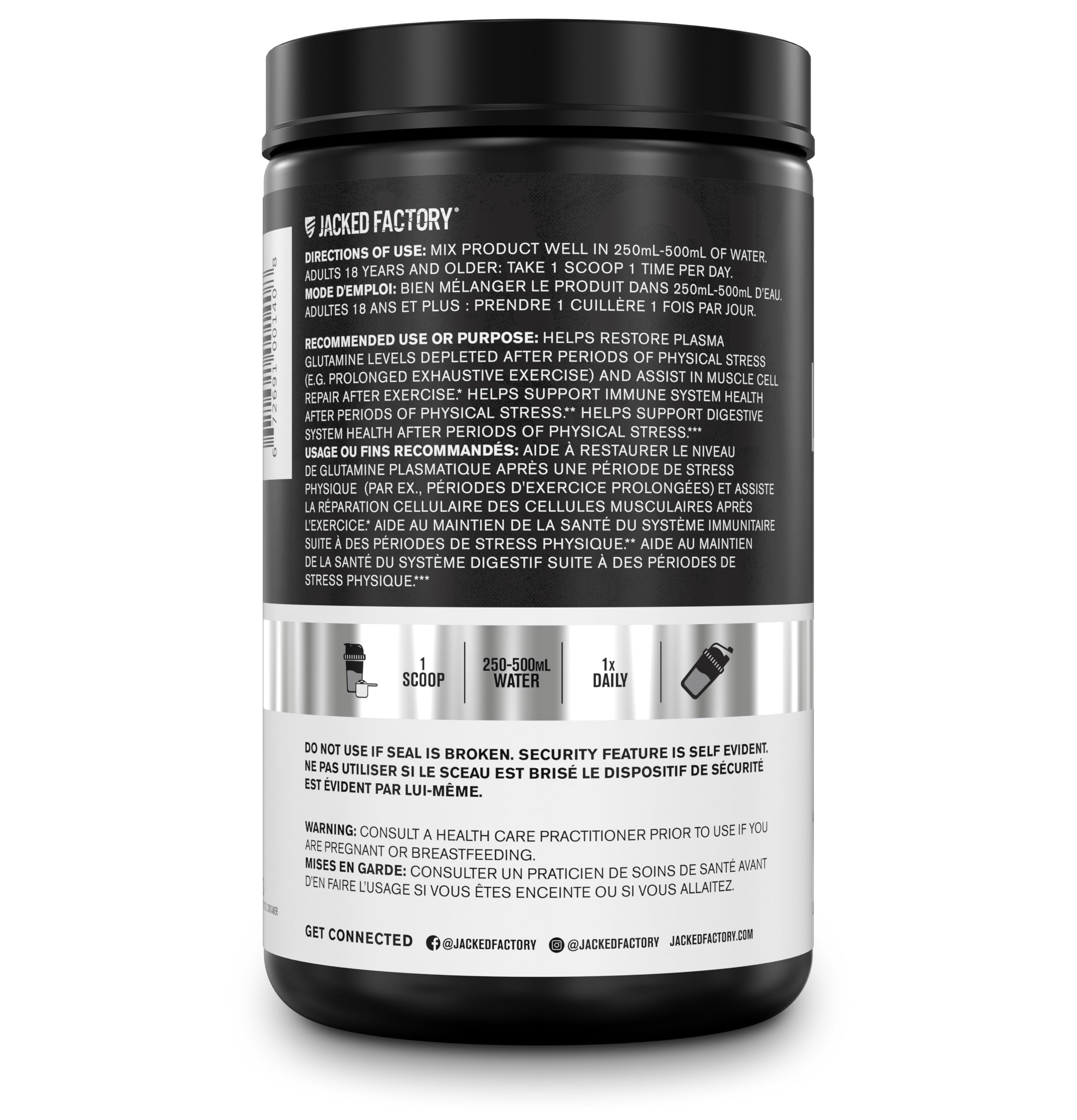L-Glutamine Powder 500g, 100 Servings - Vegan Fermented L Glutamine for Post Workout Muscle Recovery, Immunity, Digestive Health - Tested & Trusted, No Artificial Fillers - Unflavored