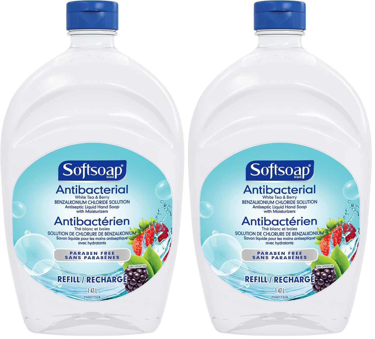 Softsoap Antibacterial Liquid Hand Soap Refill - White Tea and Berry 1.47 Liters - Moisturizing Hand Wash, Savon a Main, Dermatologically Tested, for Soft Smooth Skin (Pack of 2)