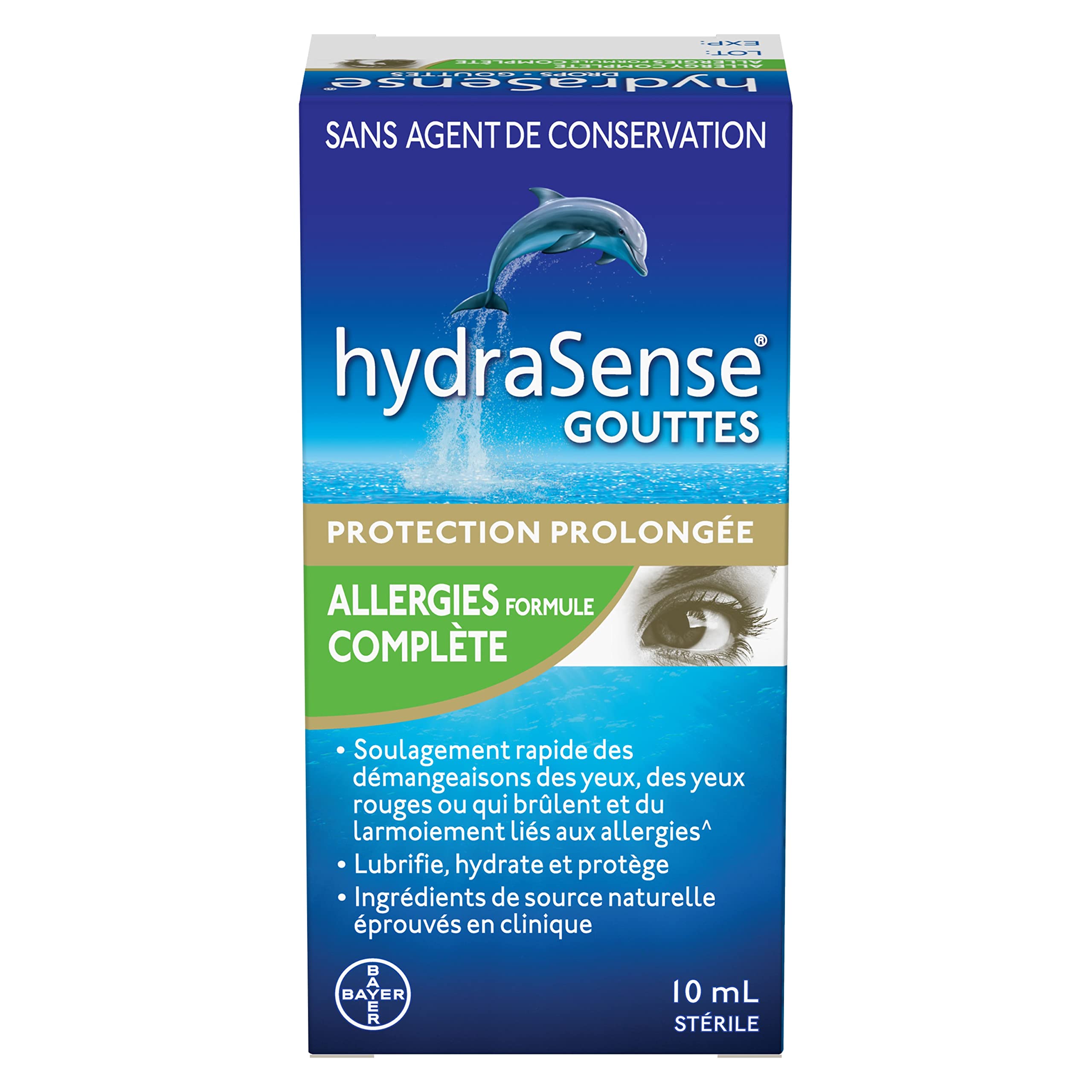 hydraSense Allergy Complete Eye Drops - Preservative Free Drops For Dry Eyes And Eye Allergy Symptoms, Fast Relief Of Itchy, Watery, Red Eyes, Naturally Sourced, Can Use With Contacts, 10mL