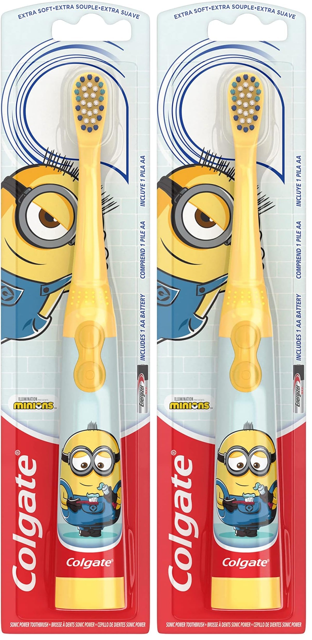 Colgate, Kids Battery Powered Toothbrush Minions Extra Soft Bristles, 1 Count, Color May Vary (Pack of 2)
