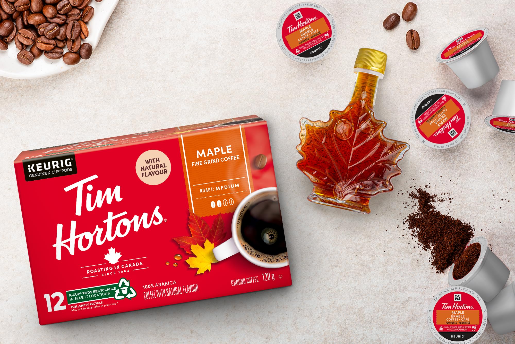 Tim Hortons Maple Coffee, Single Serve Keurig K-Cup Pods, Flavoured Medium Roast, 12 Count (Pack of 2)