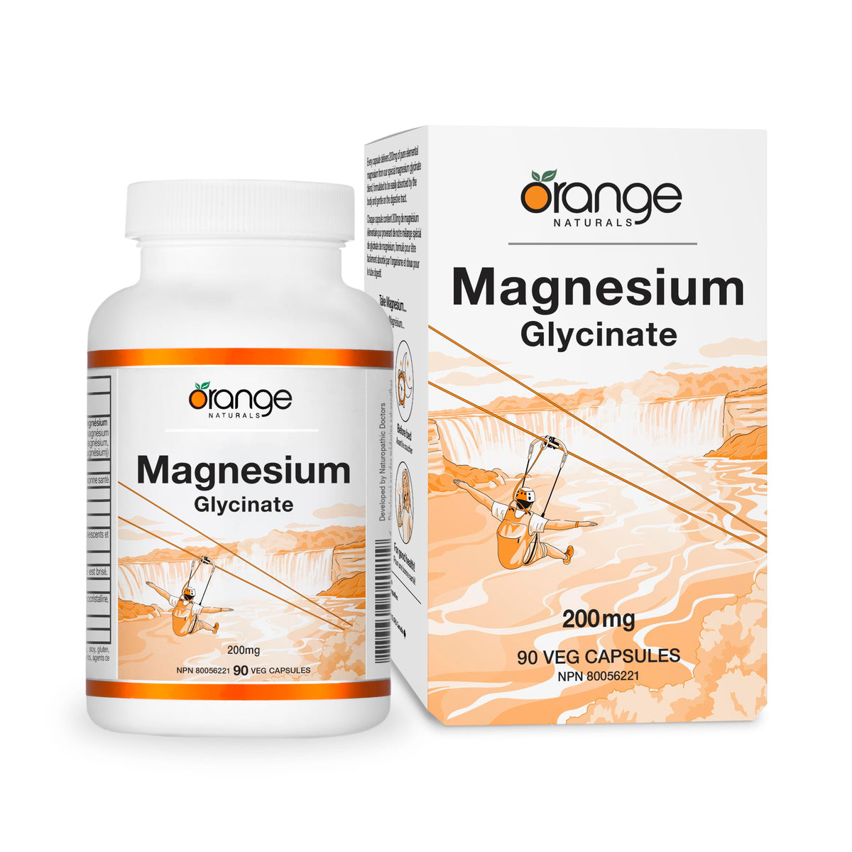 Orange Naturals - Magnesium Glycinate 200mg, 90 Capsules 90-Day Supply - Vegan & Non-GMO - Optimal Absorption Magnesium Bisglycinate Supplement - Maintain Proper Muscle Function, Support Bones & Teeth