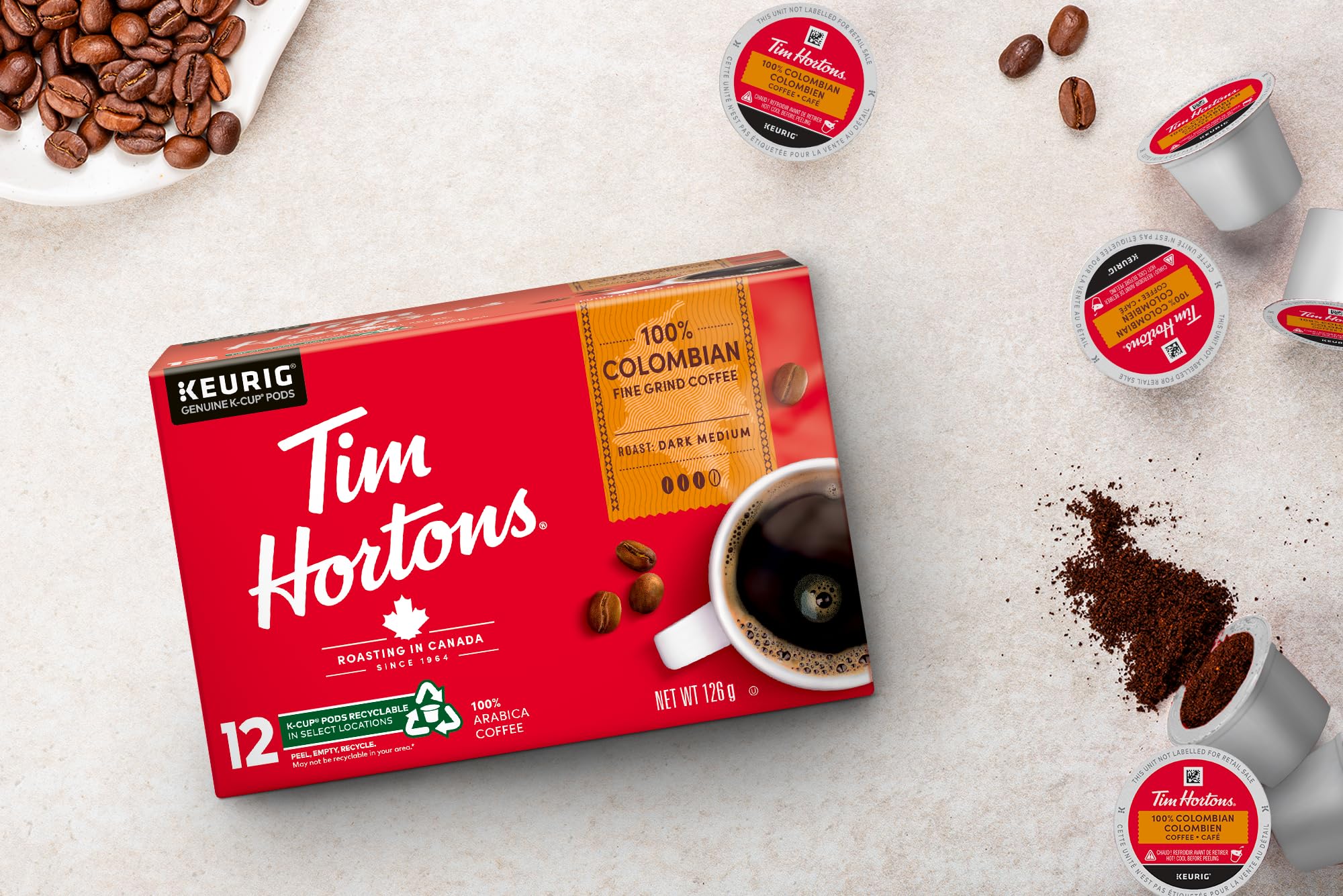 Tim Hortons Colombian Coffee, Single Serve Keurig K-Cup Pods, Medium Roast, 72 Count