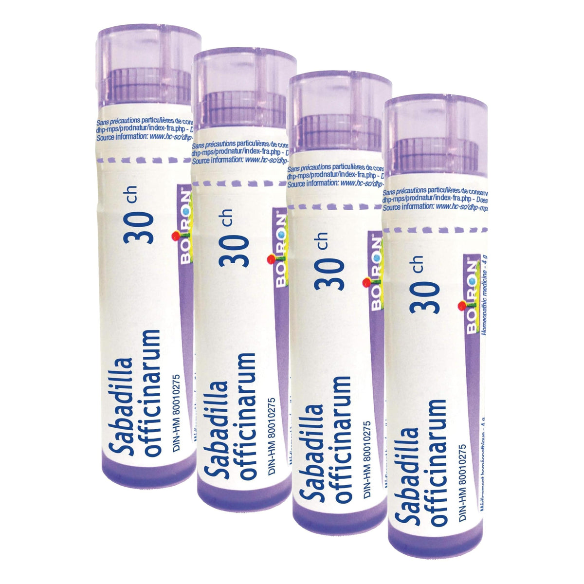 Boiron Sabadilla officinarum 30ch,Homeopathic medicine. Each tube contains 4 g (approximately 80 pellets) (Pack of 4)