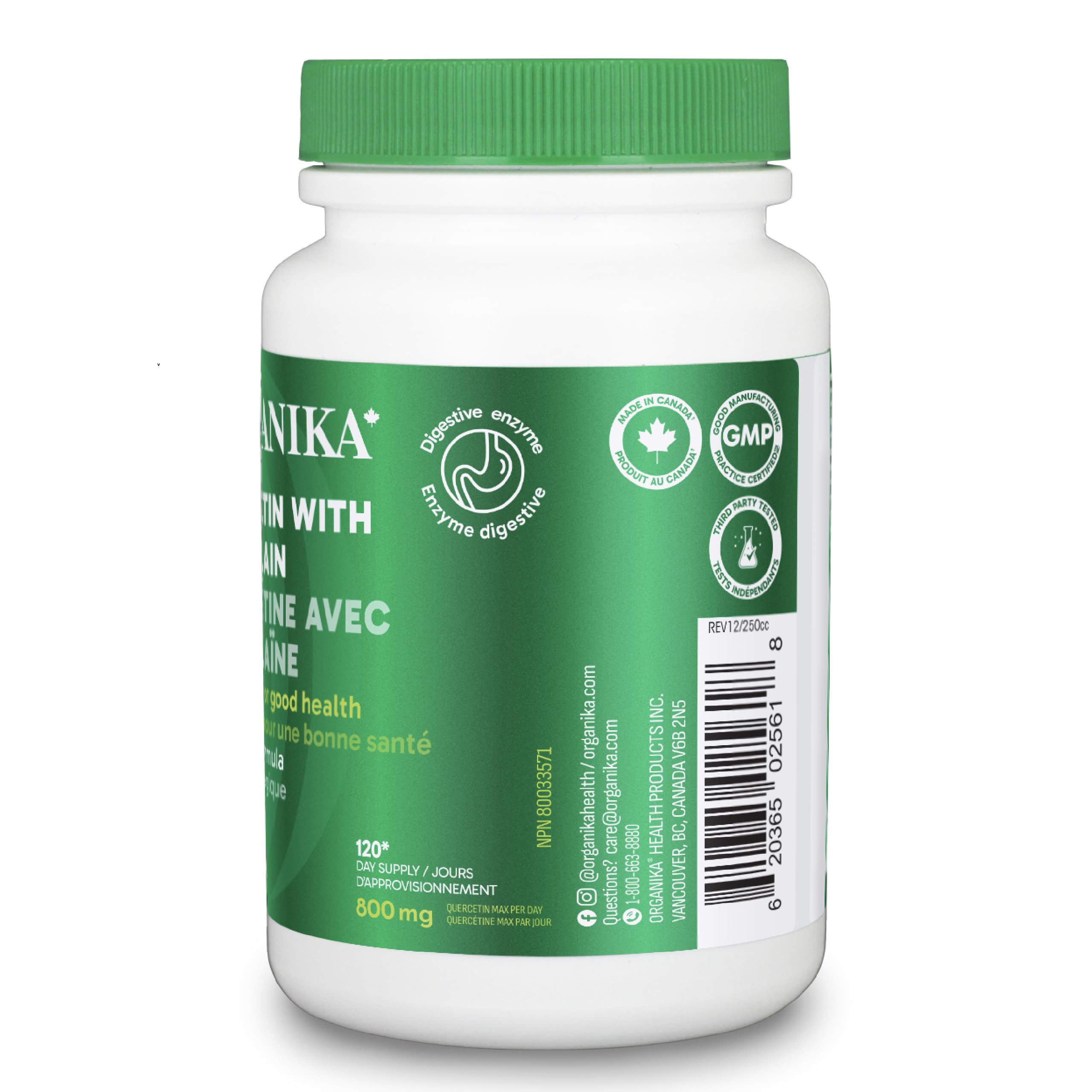 Organika Quercetin with Bromelain- High Availability, Immune System Support, Allergy and Inflammation Support- 120tabs