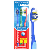 Colgate Extra Clean Toothbrush, Soft, 3 Count, Multi Color (55005)