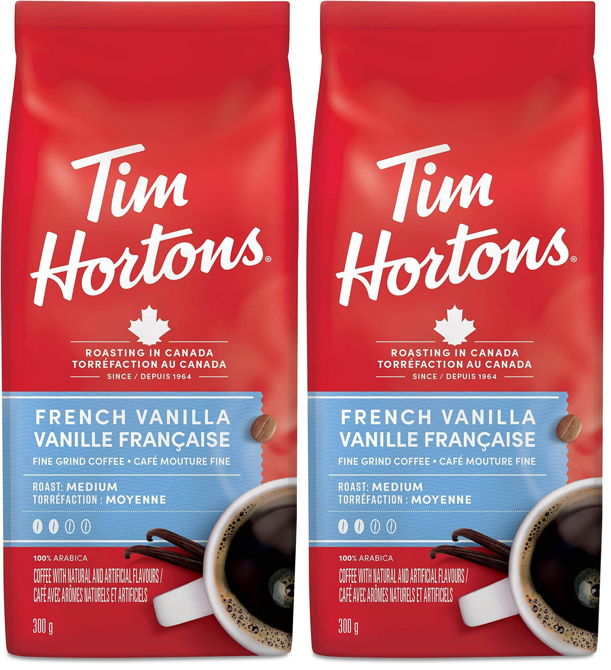 Tim Horton's French Vanilla Coffee, 300 Grams (Pack of 2)