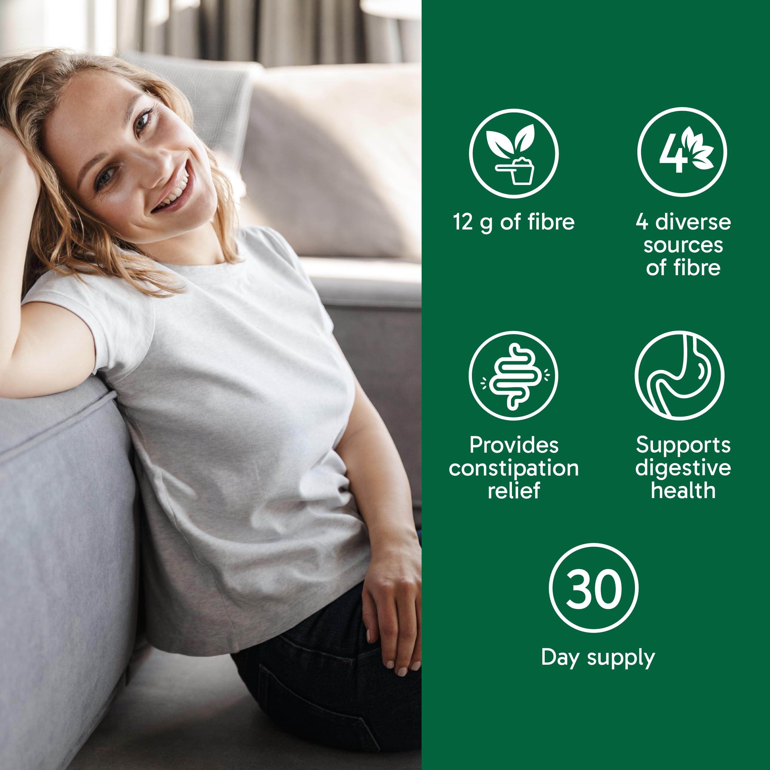 Organika Belli-Bliss Fibre– Daily Prebiotic Fiber Blend for Digestive Health- Supports Healthy Gut Bacteria, Gentle Constipation Relief, Mixable Fiber Supplement- Lemon Lime, 450g