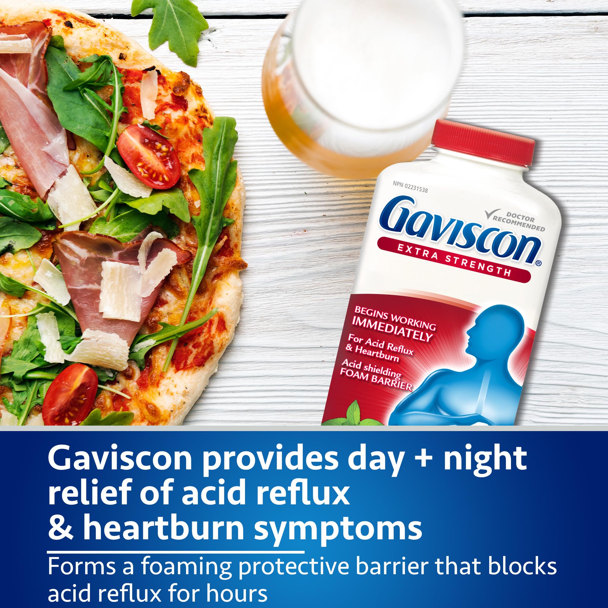 Gaviscon Extra Strength Tablets - 120 Count - Chewable Foaming Antacid Tablets for Day and Night Heartburn Relief, Acid Reflux and GERD Relief, Fruit Blend - Free of Aluminum, Lactose and Gluten