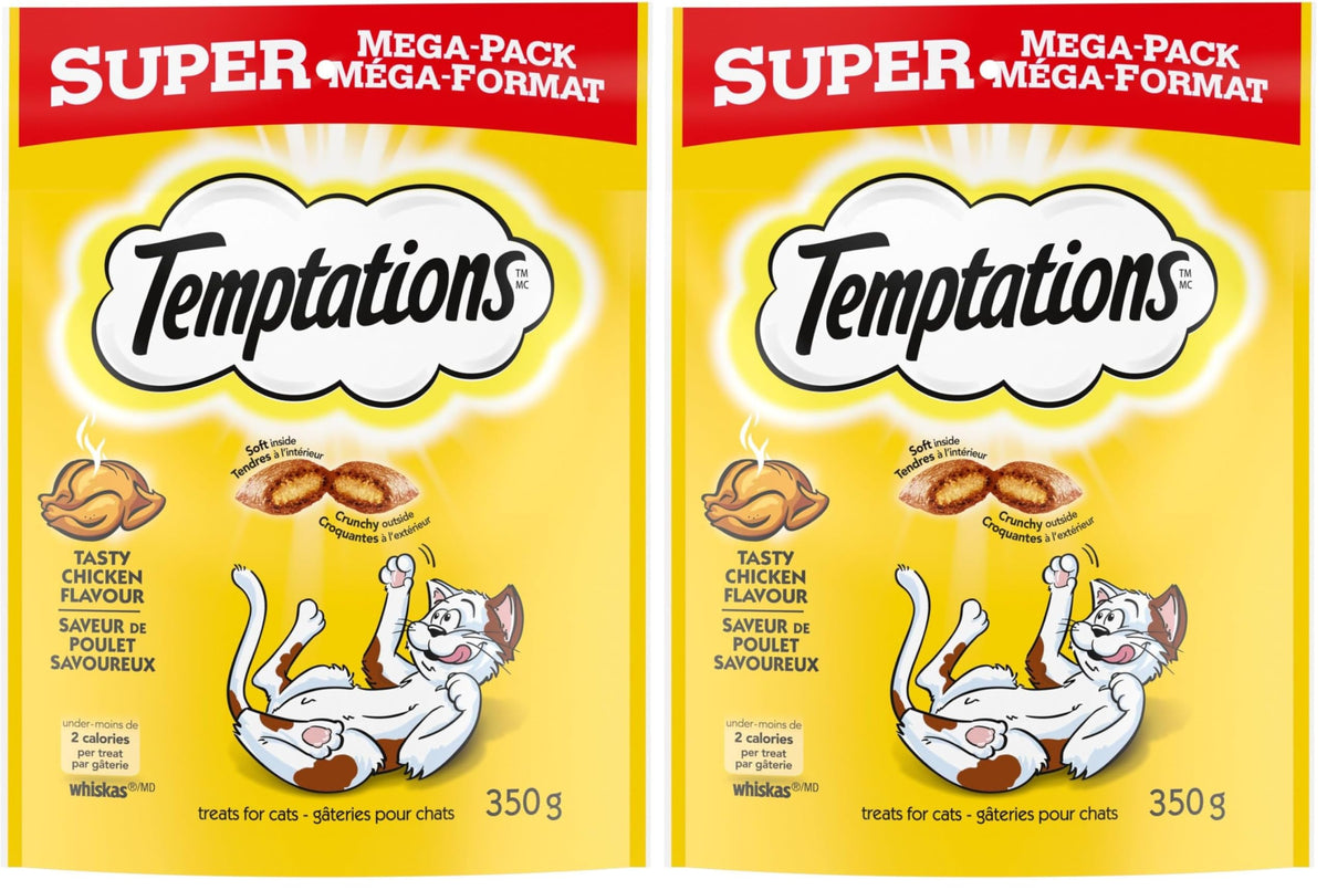 TEMPTATIONS Cat Treats, Tasty Chicken Flavour, 350g (Pack of 2)