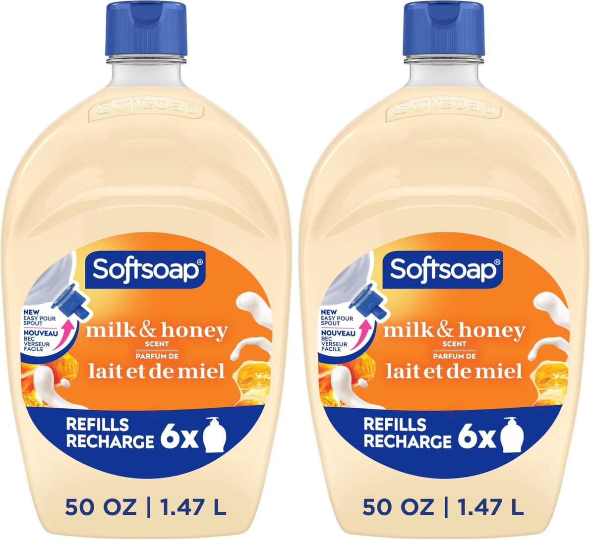 Softsoap Antibacterial Liquid Hand Soap Refill - Milk and Golden Honey 1.47 Liters - Moisturizing Hand Wash, Savon a Main, Dermatologically Tested, for Soft Smooth Skin (Packaging may vary)