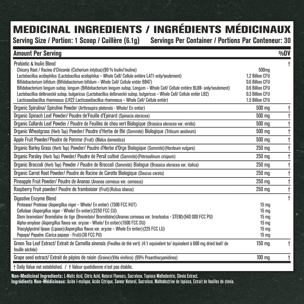 Jacked Factory Greensurge Green Superfood Powder - Greens Drink w/Spirulina, Wheat & Barley Grass, Organic Greens - Green Tea Extract, Probiotics & Digestive Enzymes - 30 Servings, Sour Apple